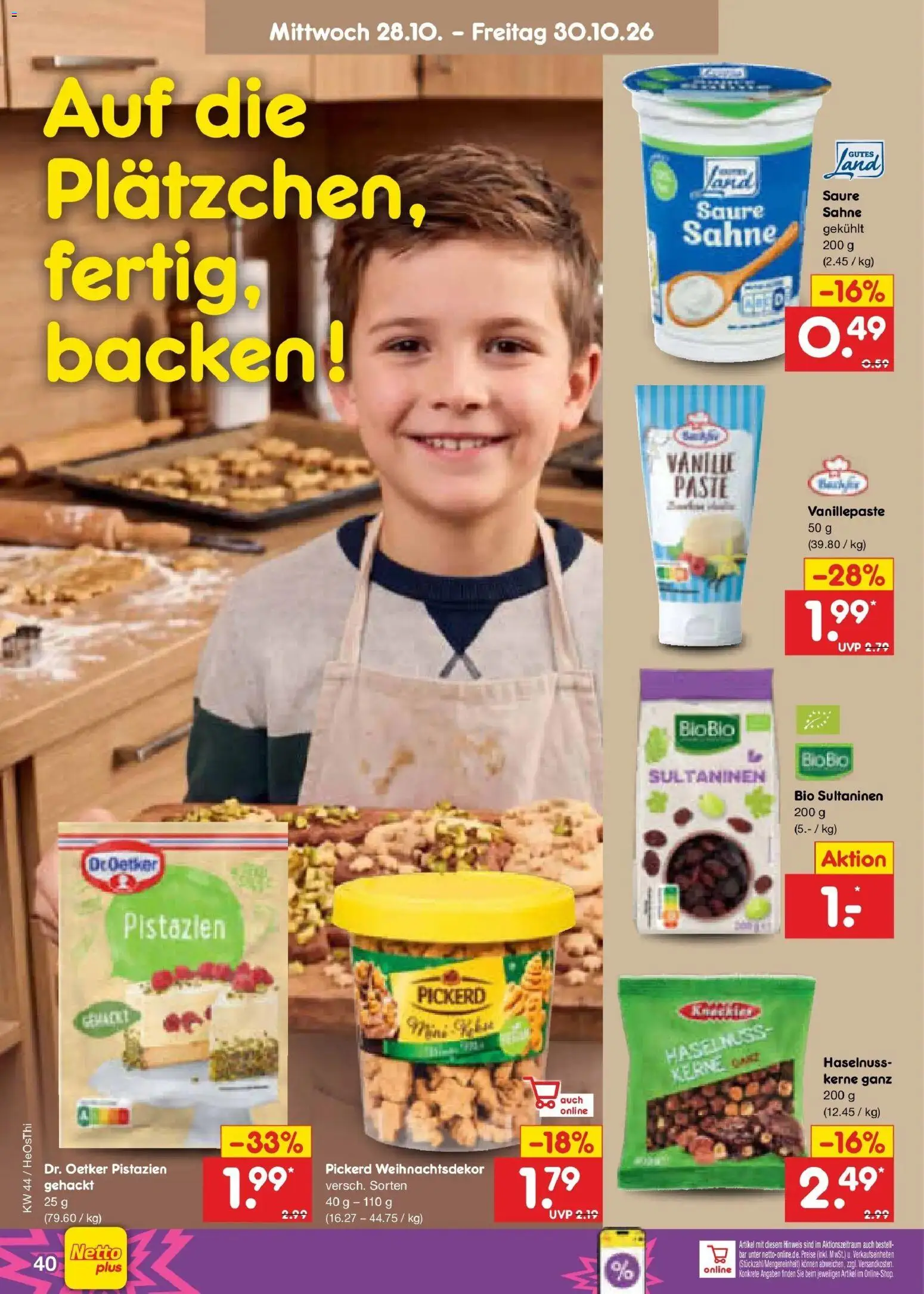 Netto Marken-Discount Prospekt Thiendorf (ab 26.10.2026) » Angebote | Seite: 58 | Produkte: Pistazien, Sahne