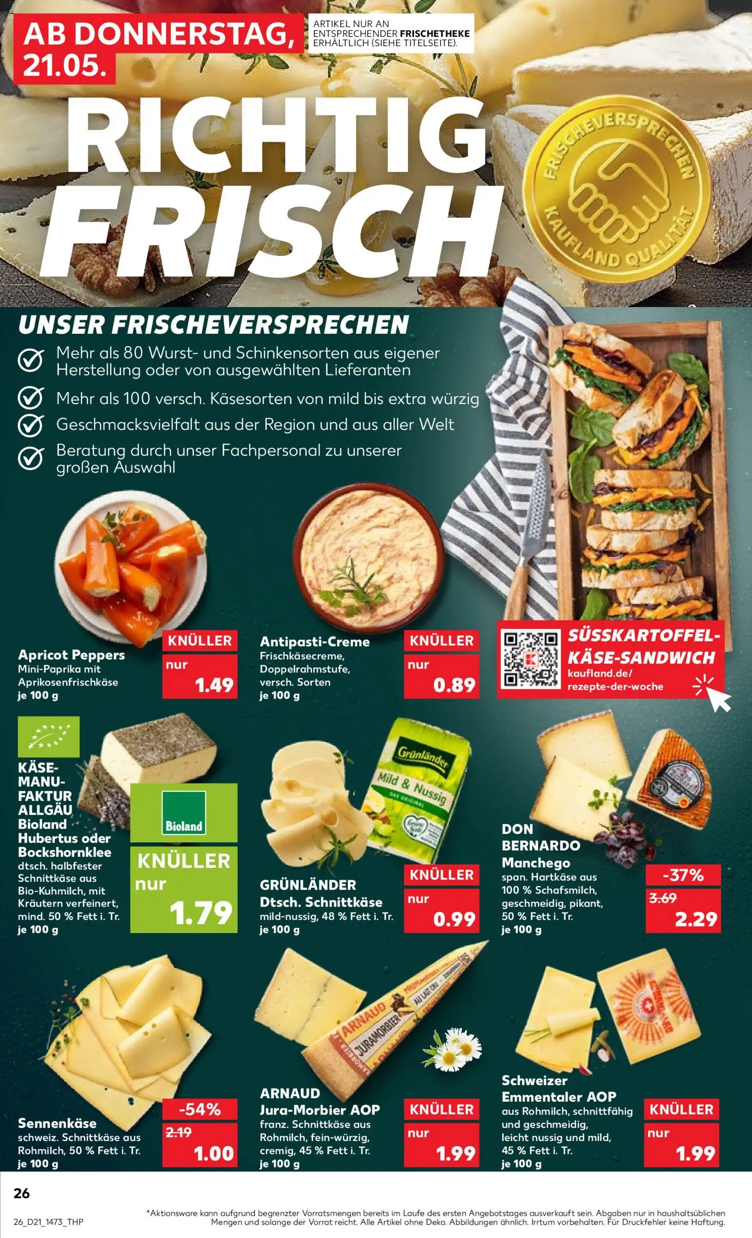 Kaufland Prospekt Berlin	 – gültig ab 21.05.2026 | Seite: 26 | Produkte: Käse, Grunlander, Wurst
