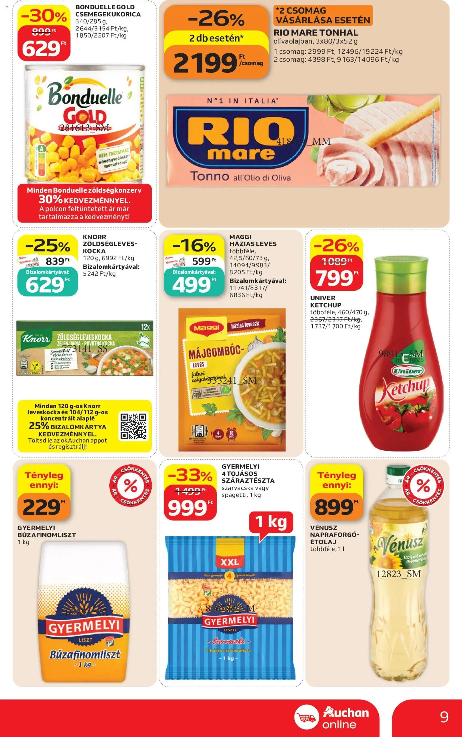 Auchan akciós ujság - amely érvényes a következő dátumtól: 18.06.2026 | Oldal: 9 | Termékek: Csemegekukorica, Étolaj, Maggi, Száraztészta