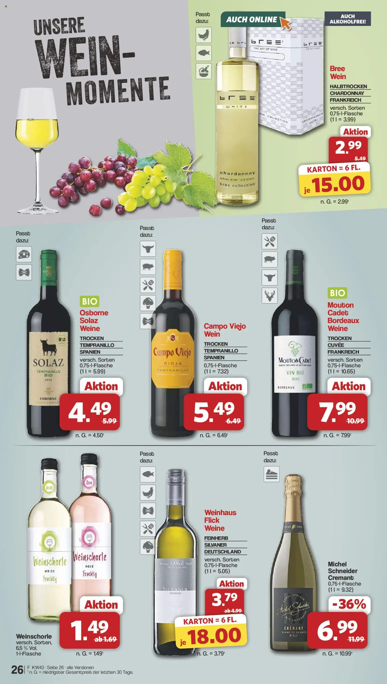 Famila Nordwest Prospekt – gültig ab 19.10.2026 | Seite: 26 | Produkte: Osborne, Bree, Weinschorle, Wein