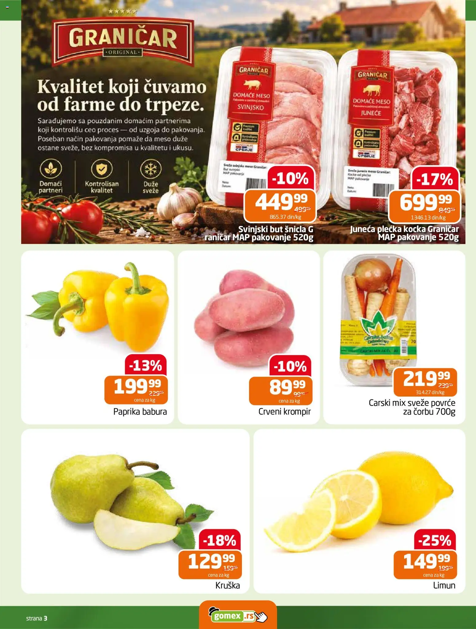 Gomex katalog - važi od 15.10.2026 | Strana: 3 | Proizvode: Crveni krompir, Krompir, Pakovanje, Meso