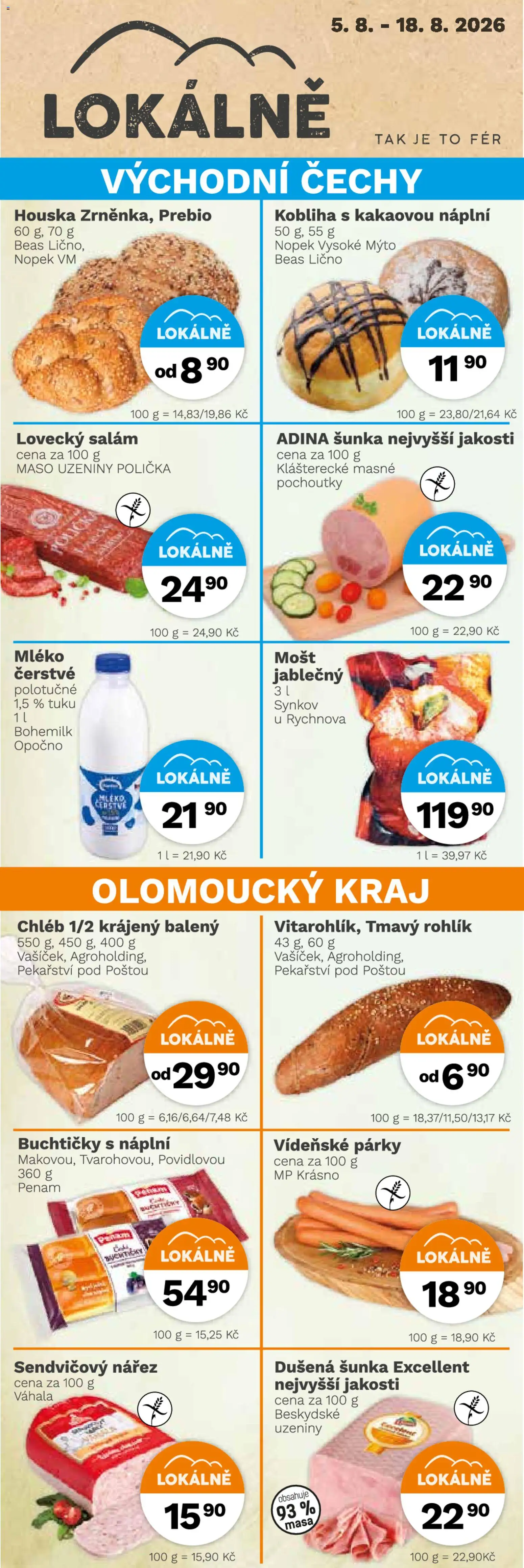 Konzum leták od 05.08.2026 | Strana: 2 | Produkty: Chléb, Salám, Vídeňské párky, Uzeniny