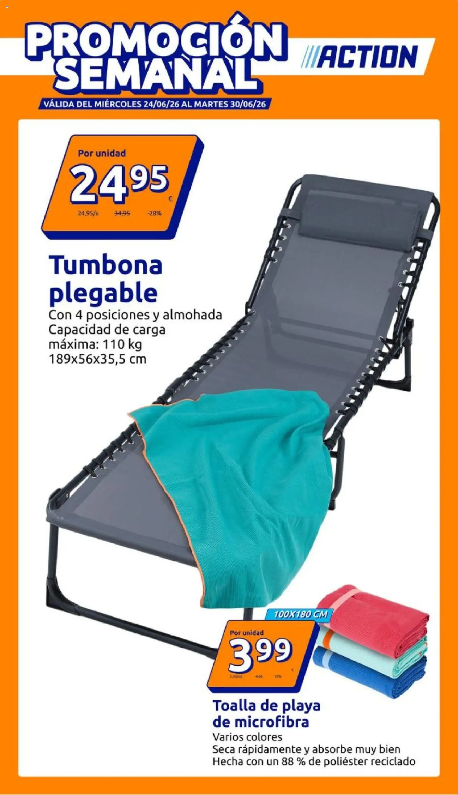 Action folleto │ válido desde el 24/06/2026 | Página: 1 | Productos: Tumbona, Almohada