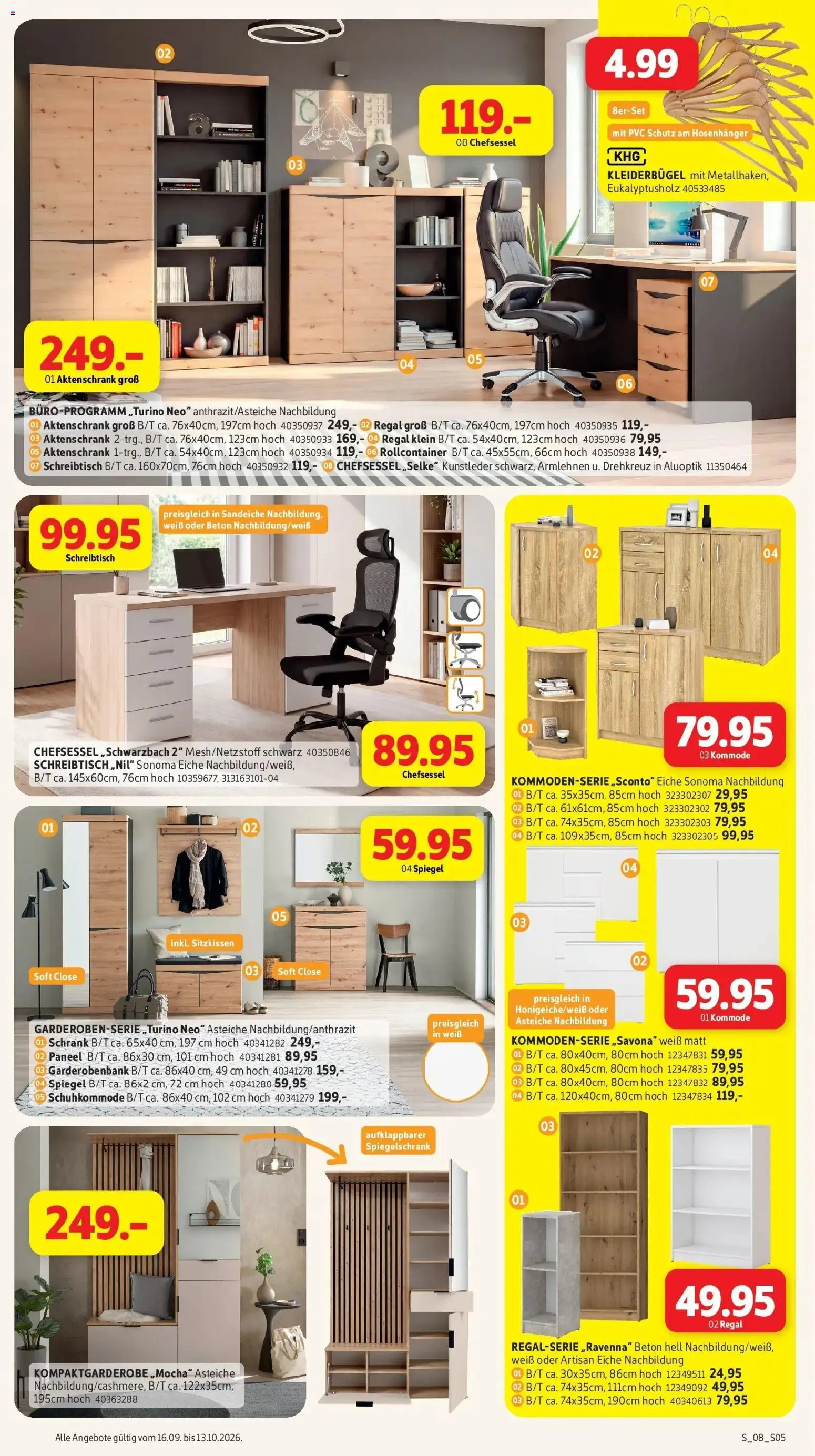 Sconto Aktueller Prospekt (ab 16.09.2026) zum Blättern | Seite: 5 | Produkte: Spiegel, Kleiderbügel, Chefsessel, Rollcontainer