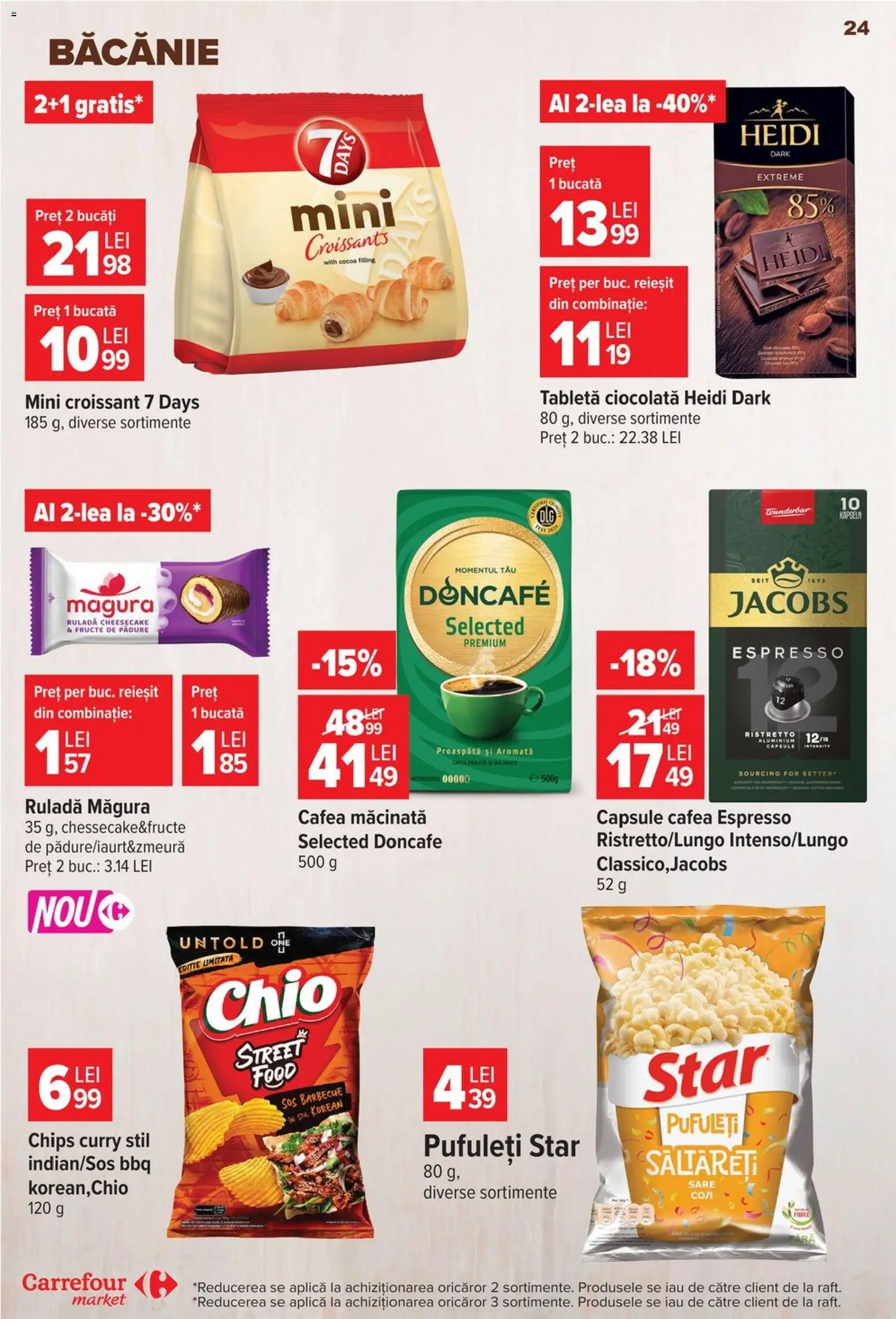 Noul catalog Carrefour – valabil de la 05.08.2026 | Pagină: 25 | Produse: Croissant, Aplică, Jacobs, Heidi