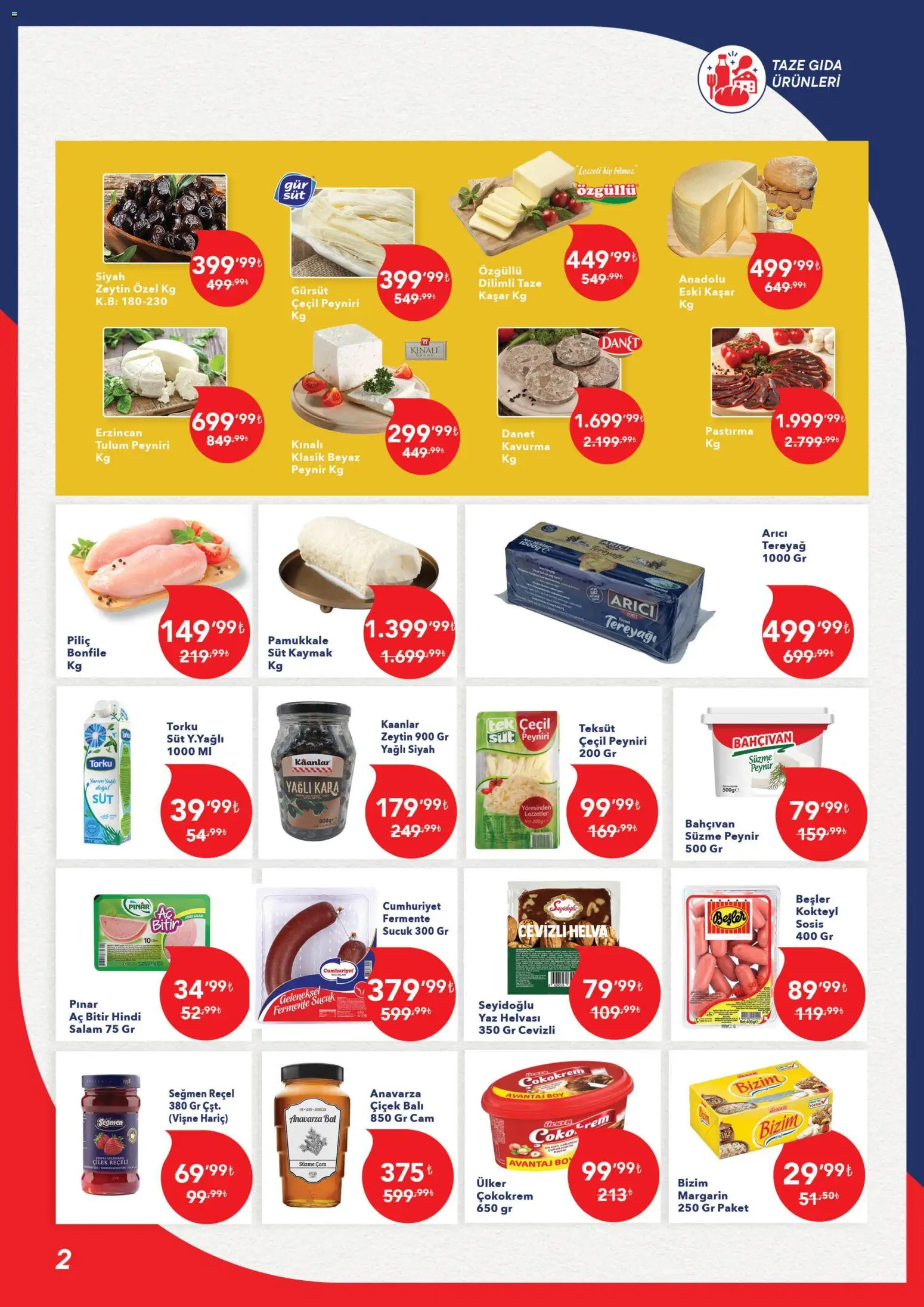 Kim Market - Yeni Mağaza Açılışına Özel - 01 Temmuz 2026 tarihinden itibaren geçerlidir | Sayfa: 2 | Ürünler: Tereyağı, Salam, Tulum, Sosis