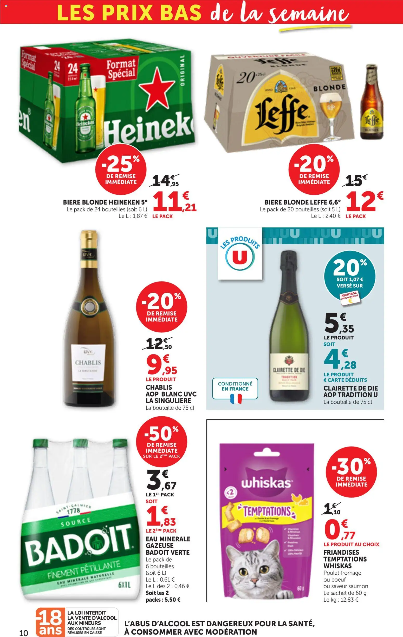 {H1} | Page: 10 | Produits: Eau minérale naturelle, Biere blonde leffe, Heineken, Saumon