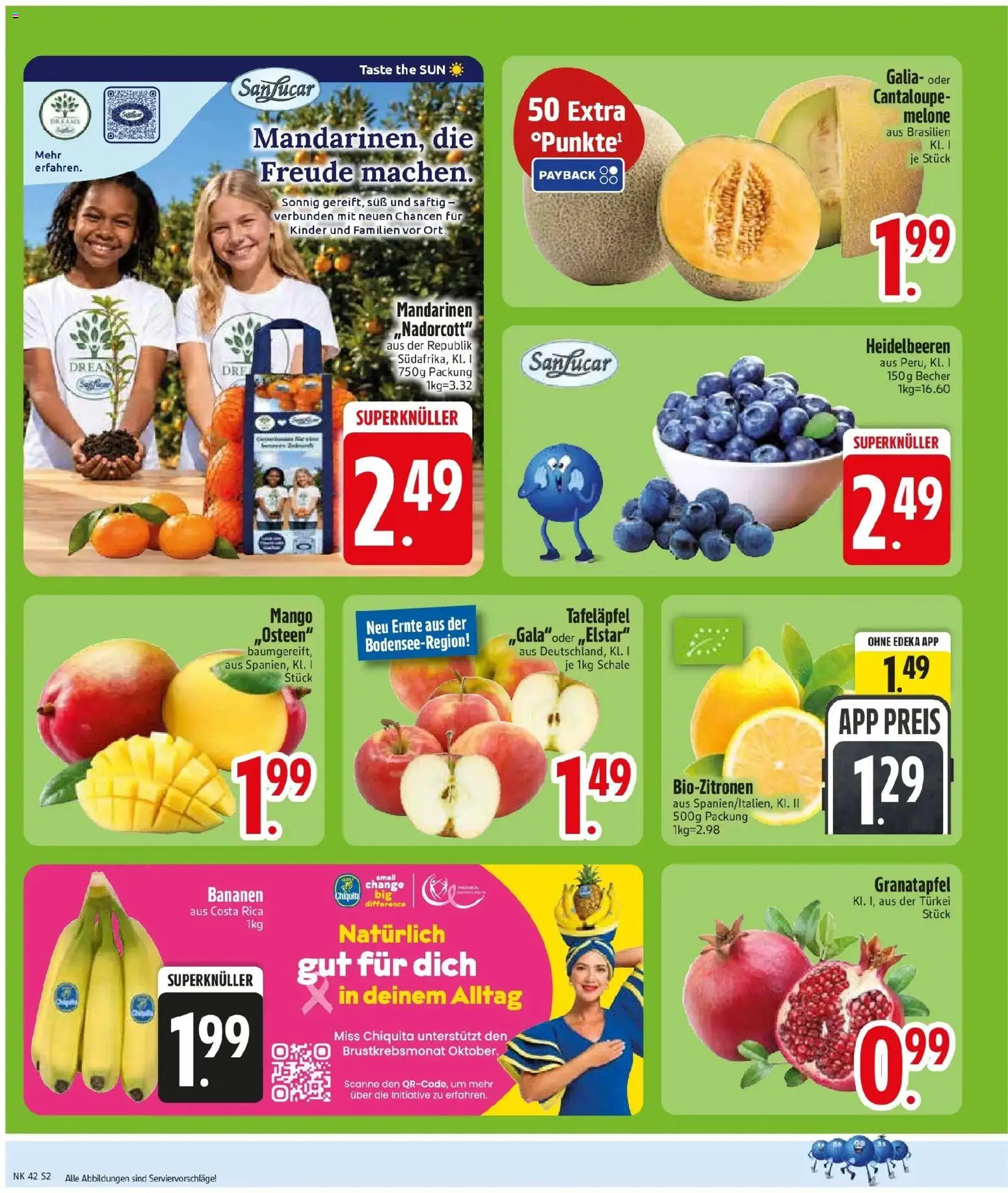 Edeka Prospekt Waldmünchen (ab 12.10.2026) » Angebote Online | Seite: 4 | Produkte: Granatapfel, Bananen, Mango, Melone