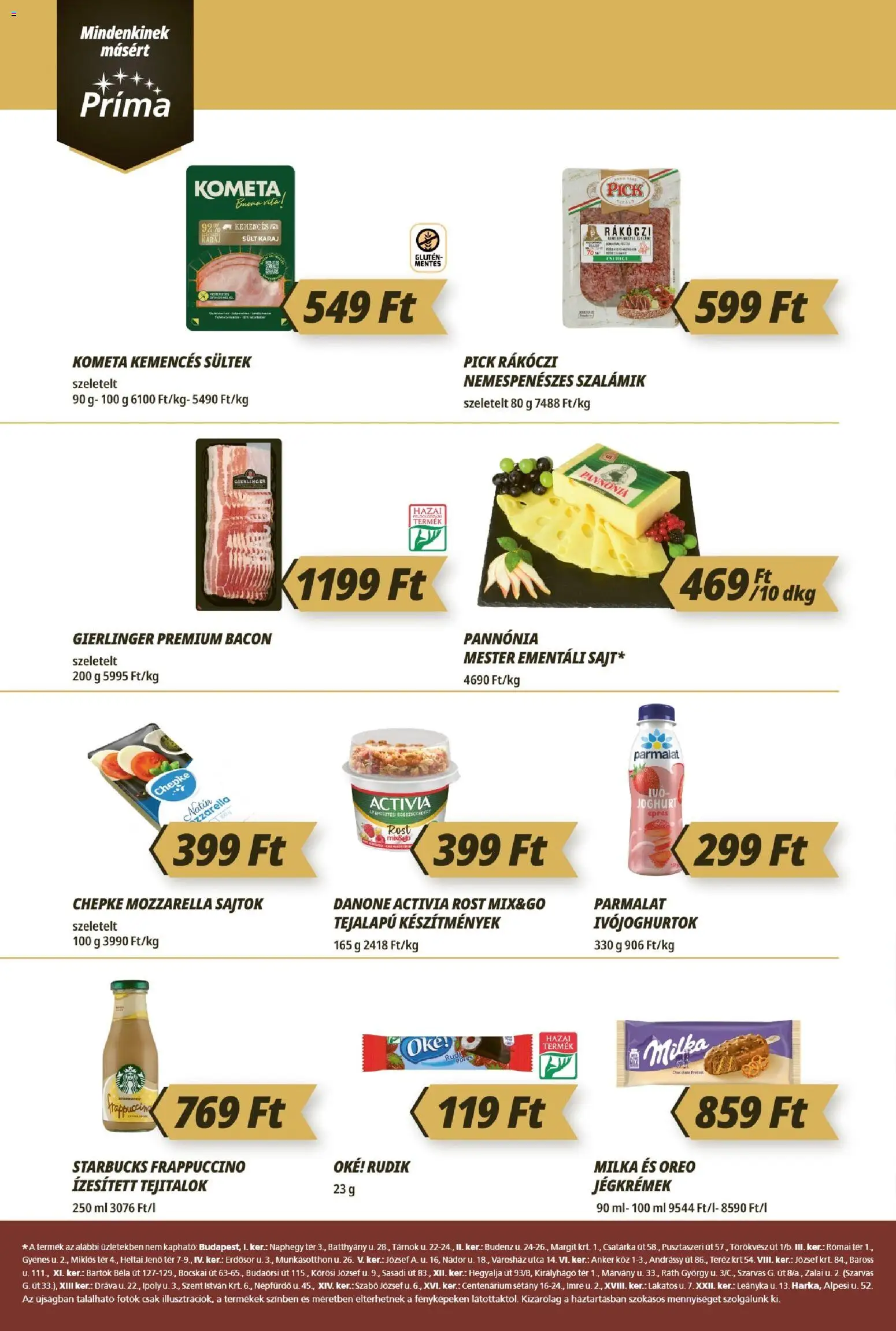 CBA Príma akciós ujság - amely érvényes a következő dátumtól: 2026.08.21. | Oldal: 2 | Termékek: Milka, Activia, Danone, Bacon