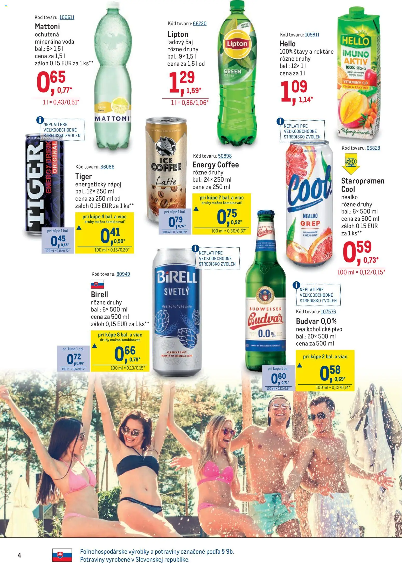 Nové Metro akcie – leták je platný od 12.08.2026 | Strana: 4 | Produkty: Pivo, Ice Tea, Budvar, Ľadový čaj
