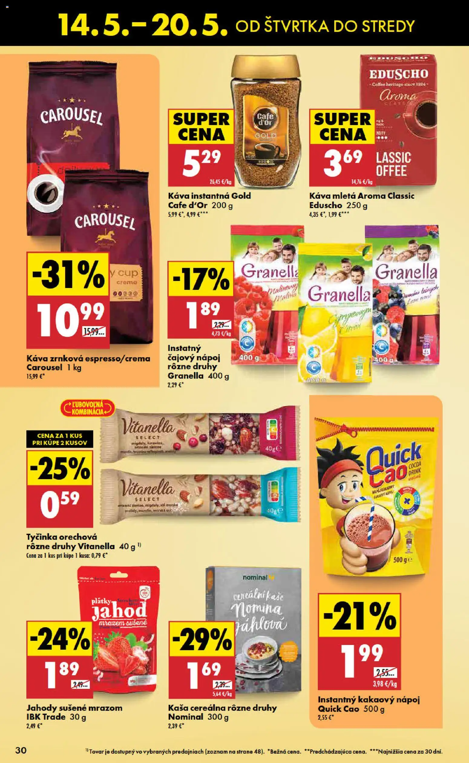 Nové Biedronka akcie – leták je platný od 14.05.2026 | Strana: 30 | Produkty: Káva, Jahody, Soľ