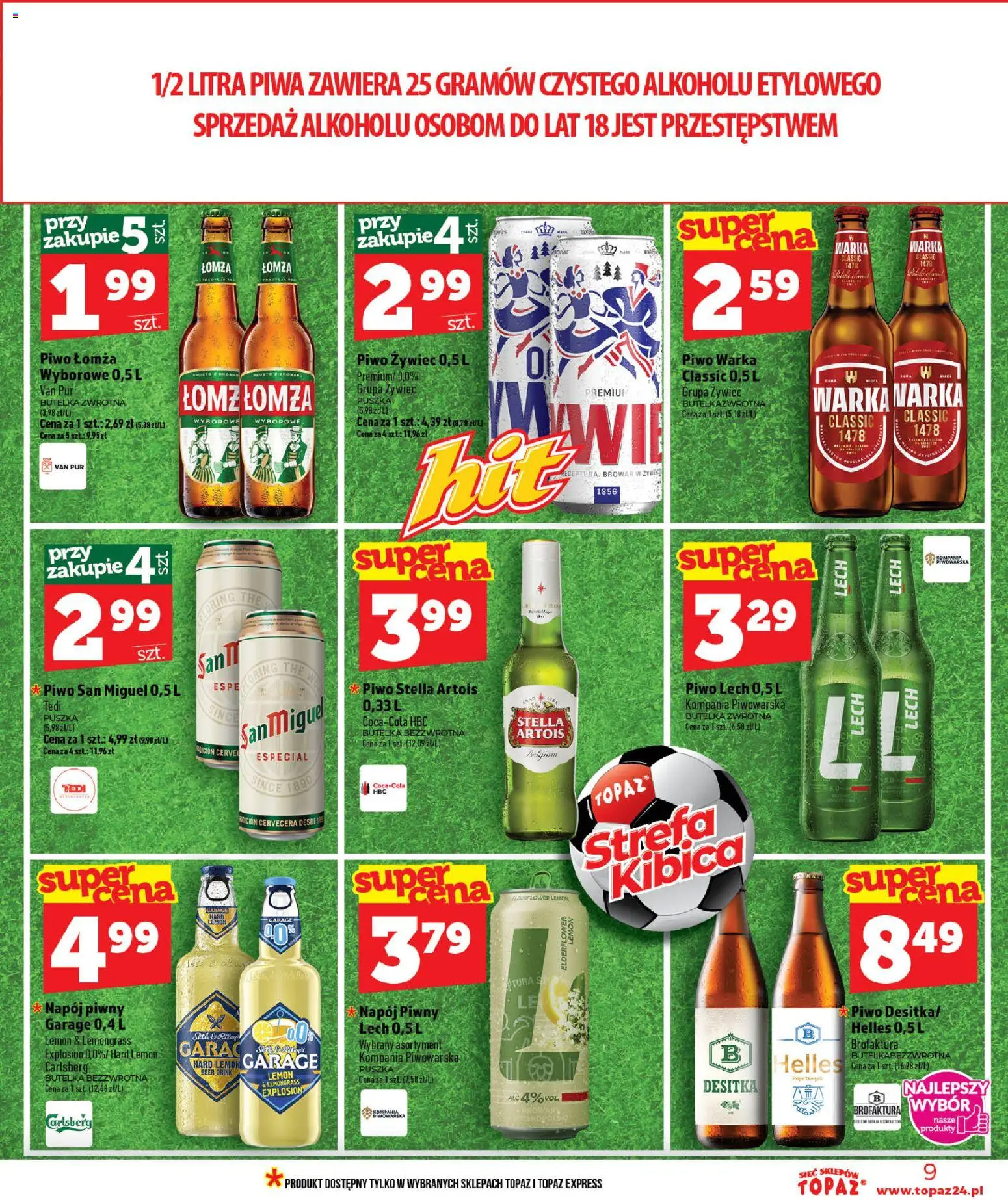 Topaz gazetka - MAZ od 02.07.2026 | Strona: 9 | Produkty: Warka, Piwo Warka, Piwo