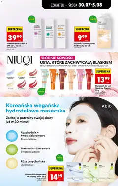Pogląd oferty "Maseczki kolagenowe do twarzy Abib, 35 g, Maseczki kolagenowe do twarzy Abib, 35 g, różne rodzaje" - ważna od 30.07.2026 | Strona: 69 | Produkty: Mango, Błyszczyk, Be beauty, Krem