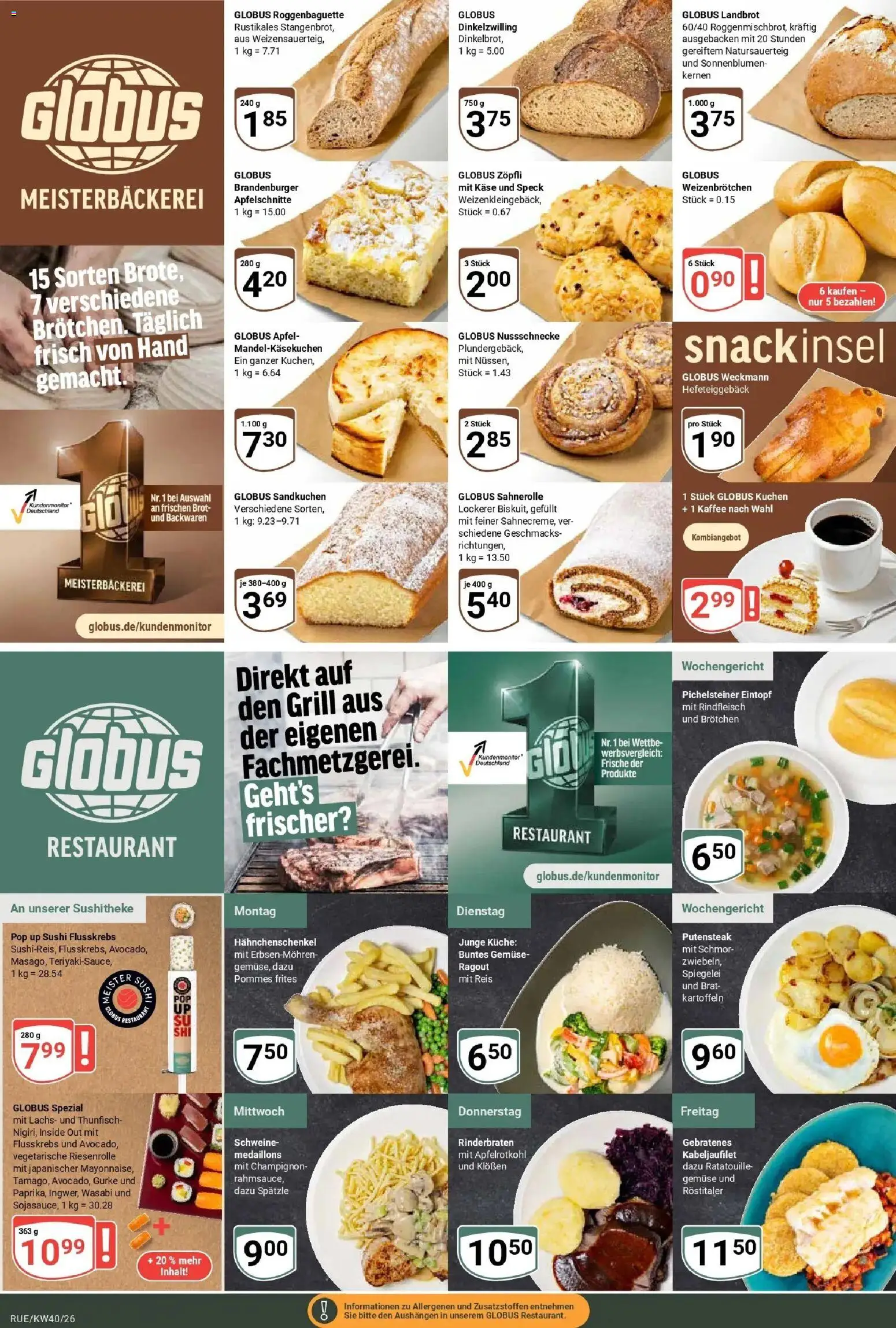 Globus Prospekt Rüsselsheim (ab 28.09.2026) » Angebote online | Seite: 9 | Produkte: Küche, Pommes frites, Brot, Kuchen