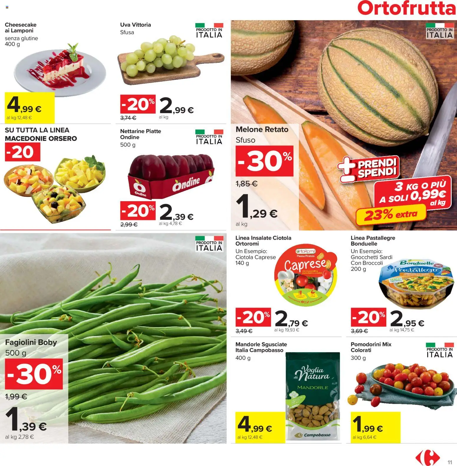 Volantino Carrefour del 06/08/2026 | Pagina: 11 | Prodotti: Mandorle, Melone, Ciotola, Gnocchetti