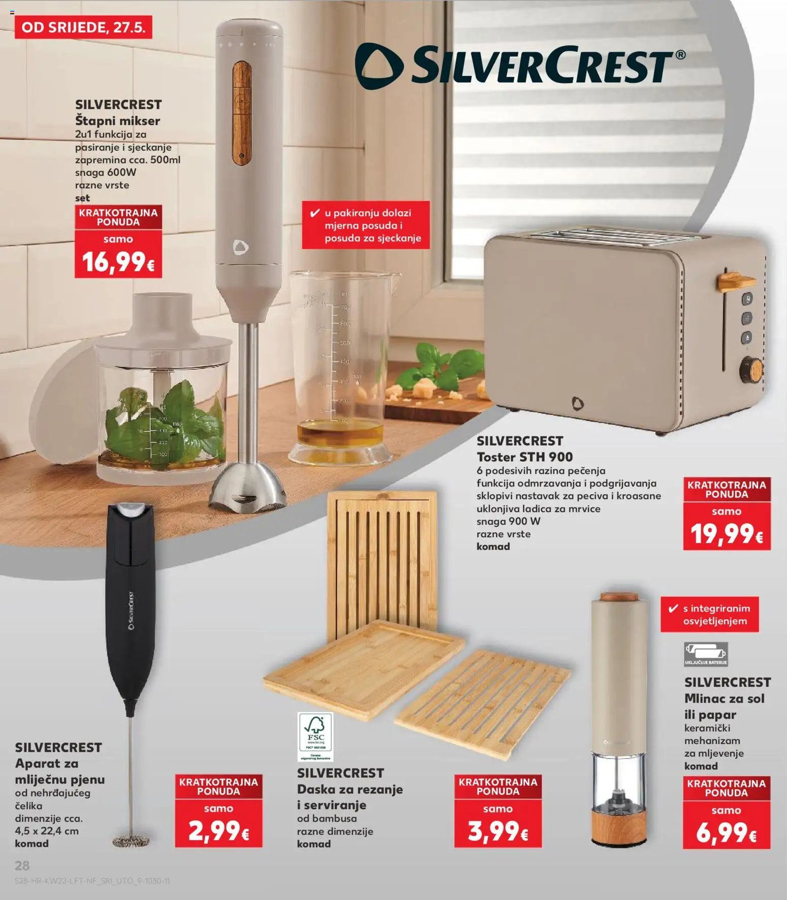Kaufland katalog | vrijedi od 27.05.2026 | Stranica: 28 | Proizvodi: Štapni mikser, Sol, Baterije, Daska za rezanje