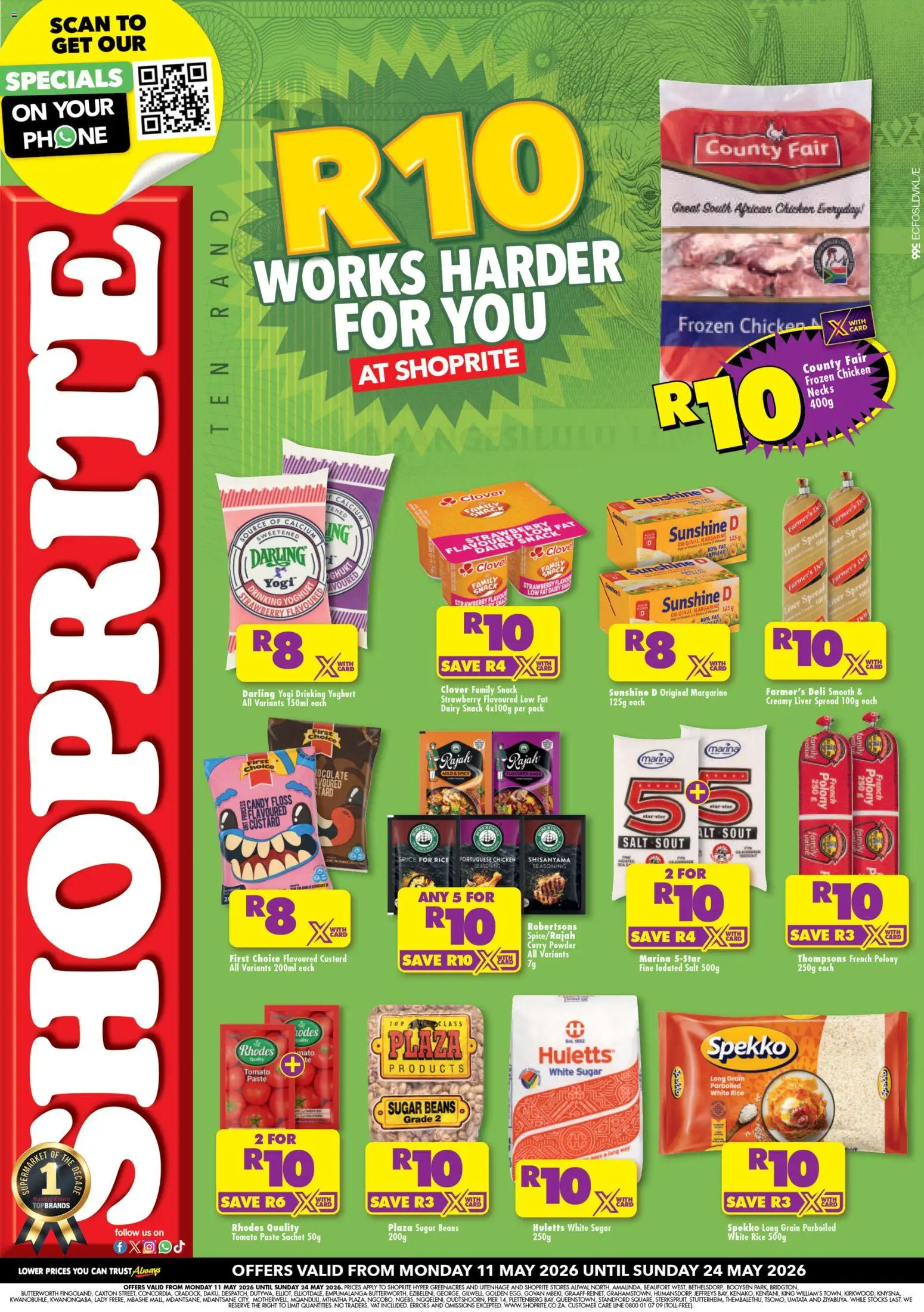 New Shoprite catalogue – valid from 11.05.2026 | Page: 1 | Products: Margarine, Powder, Rice, Salt