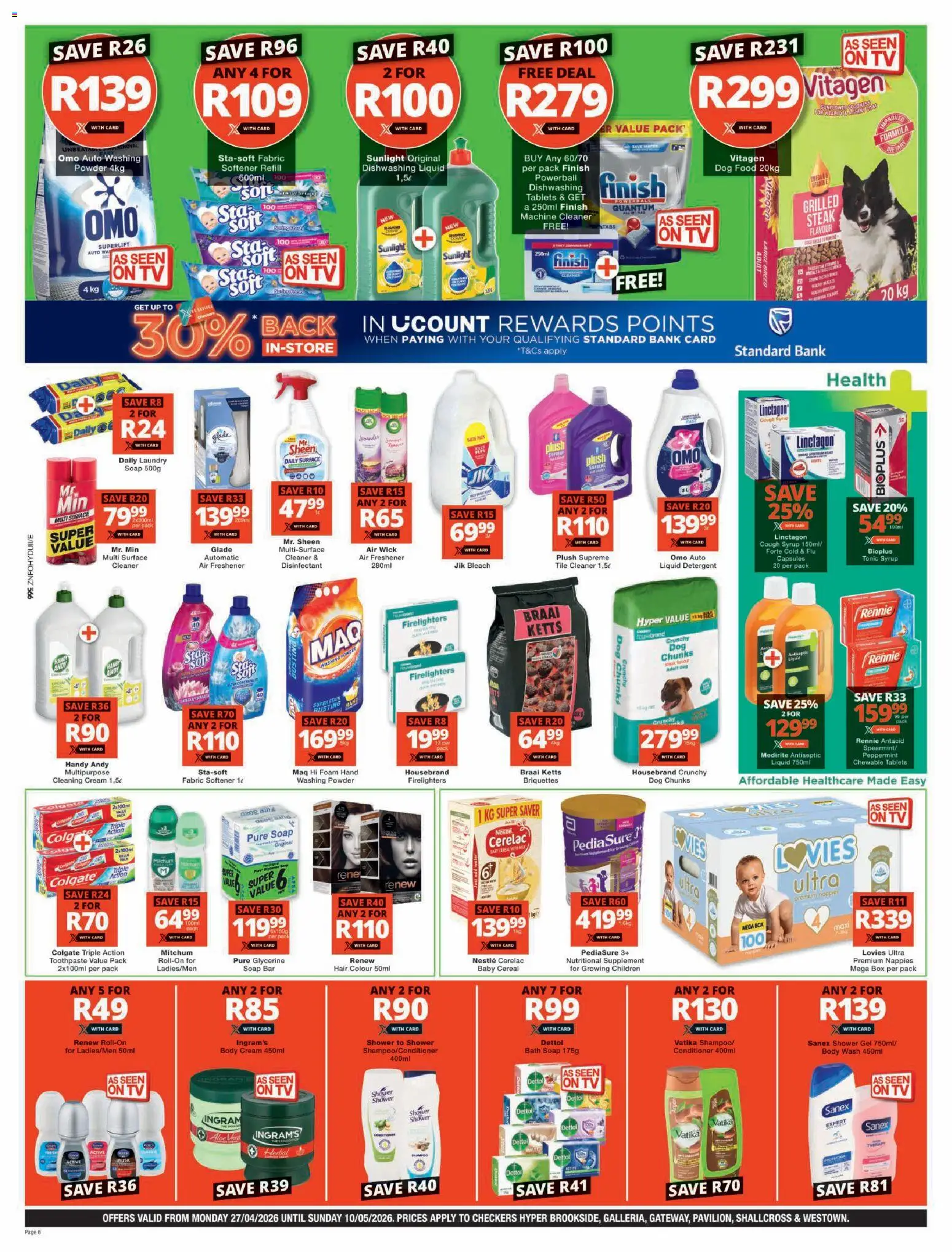 New Checkers catalogue – valid from 27.04.2026 | Page: 6 | Products: Hair colour, Body cream, Syrup, Toothpaste