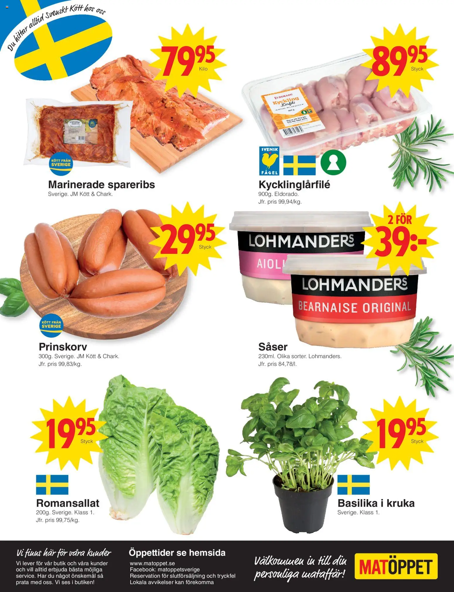 Matöppet reklamblad aktuell från 08.06.2026 | Sida: 4 | Produkter: Prinskorv, Kruka, Aioli, Basilika