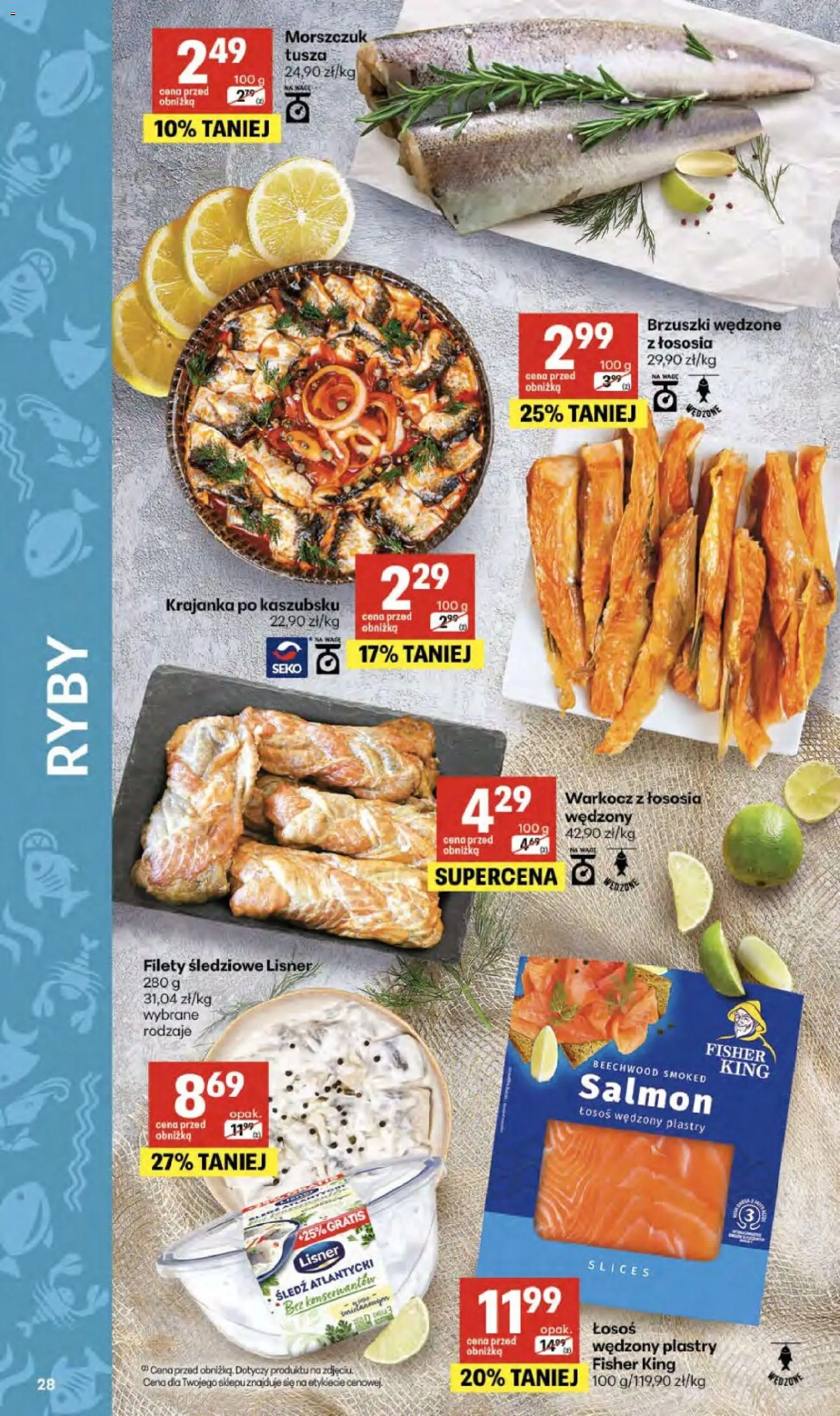 Delikatesy Centrum gazetka od 03.06.2026 | Strona: 28 | Produkty: Śledź, Łosoś wędzony, Łosoś, Ryby