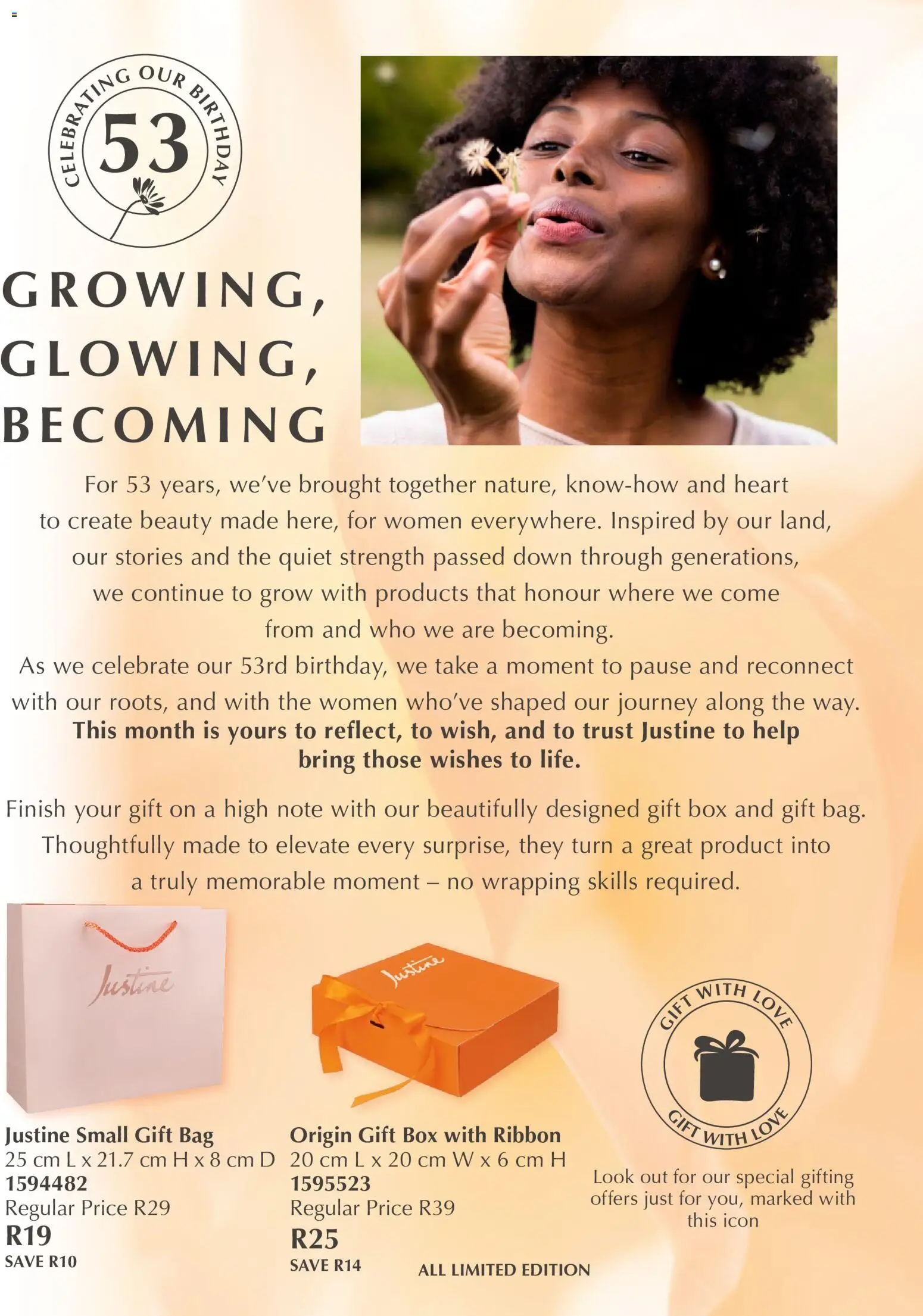 New Justine catalogue – valid from 01.05.2026 | Page: 2 | Products: Gift bag, Bag, Box