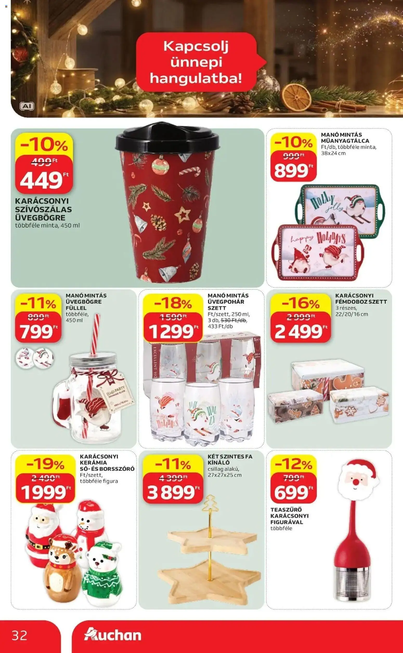 Auchan akciós újság Kecskemét - 2026.10.29. -tól/töl > akció, lapozható szórólap 🛍️ | Oldal: 32 | Termékek: FA, Tea, Só