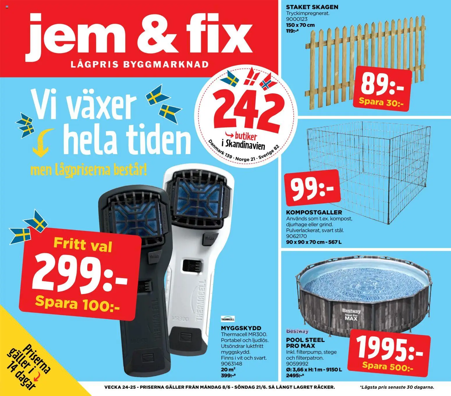 Jem & Fix reklamblad aktuell från 07.06.2026 | Sida: 1 | Produkter: Pool, Kompostgaller, Galler