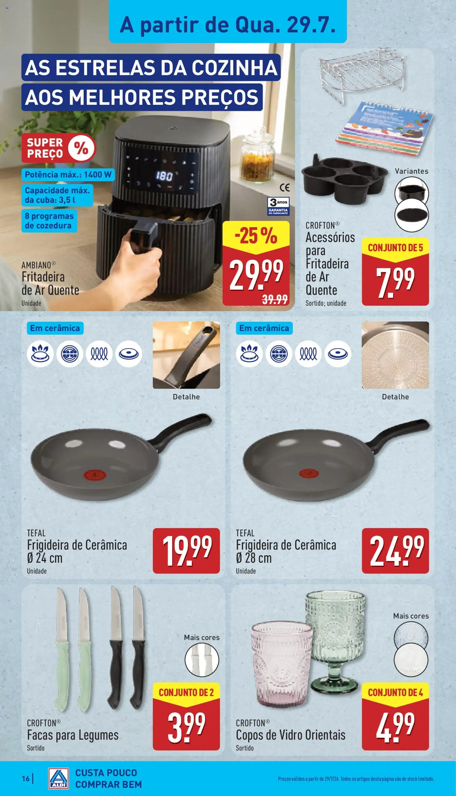 Aldi folheto │ válido de 27/07/2026 | Página: 16 | Produtos: Copos, Air fryer, Frigideira
