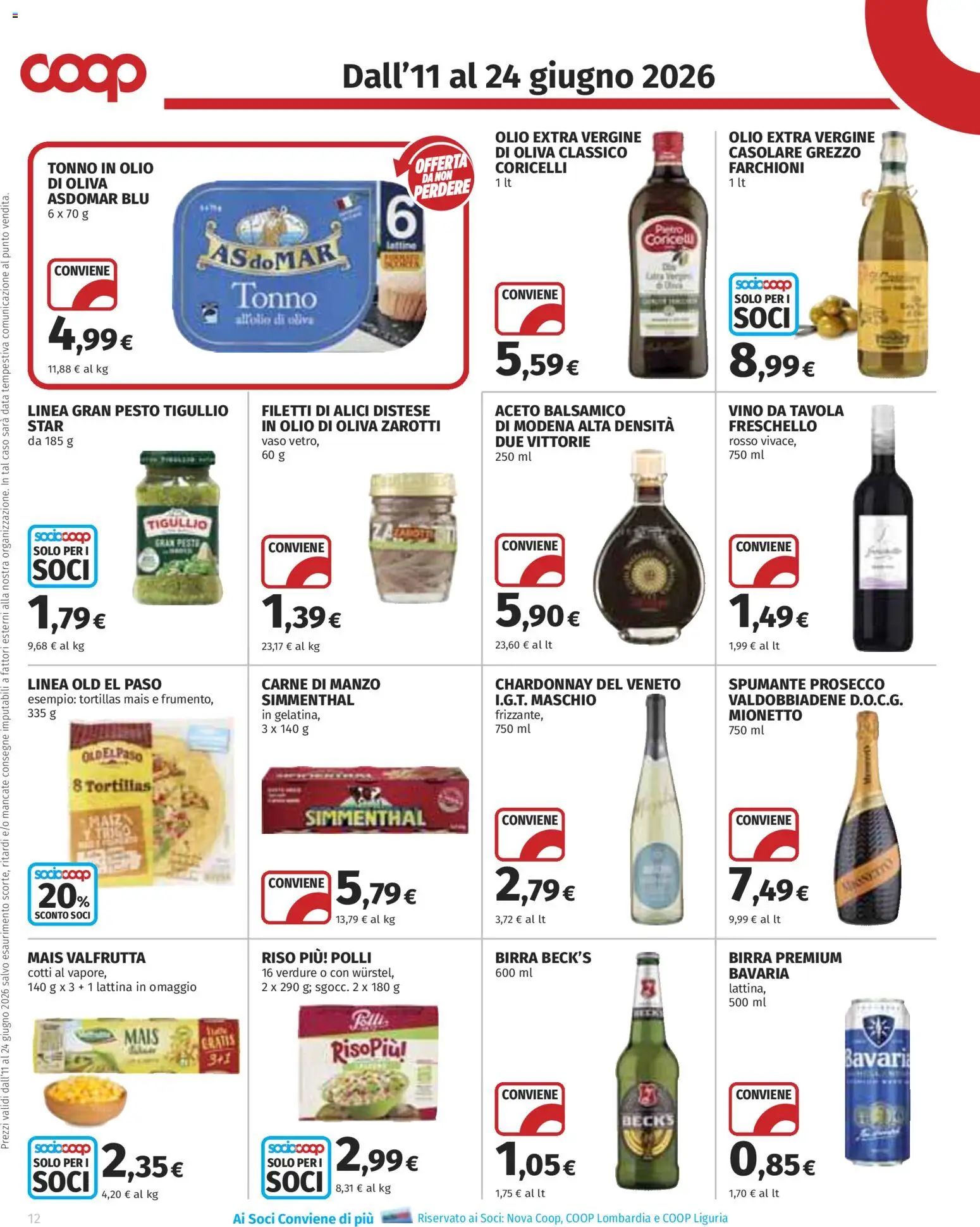 Volantino COOP del 11.06.2026 | Pagina: 12 | Prodotti: Prosecco, Vino, Spumante, Aceto