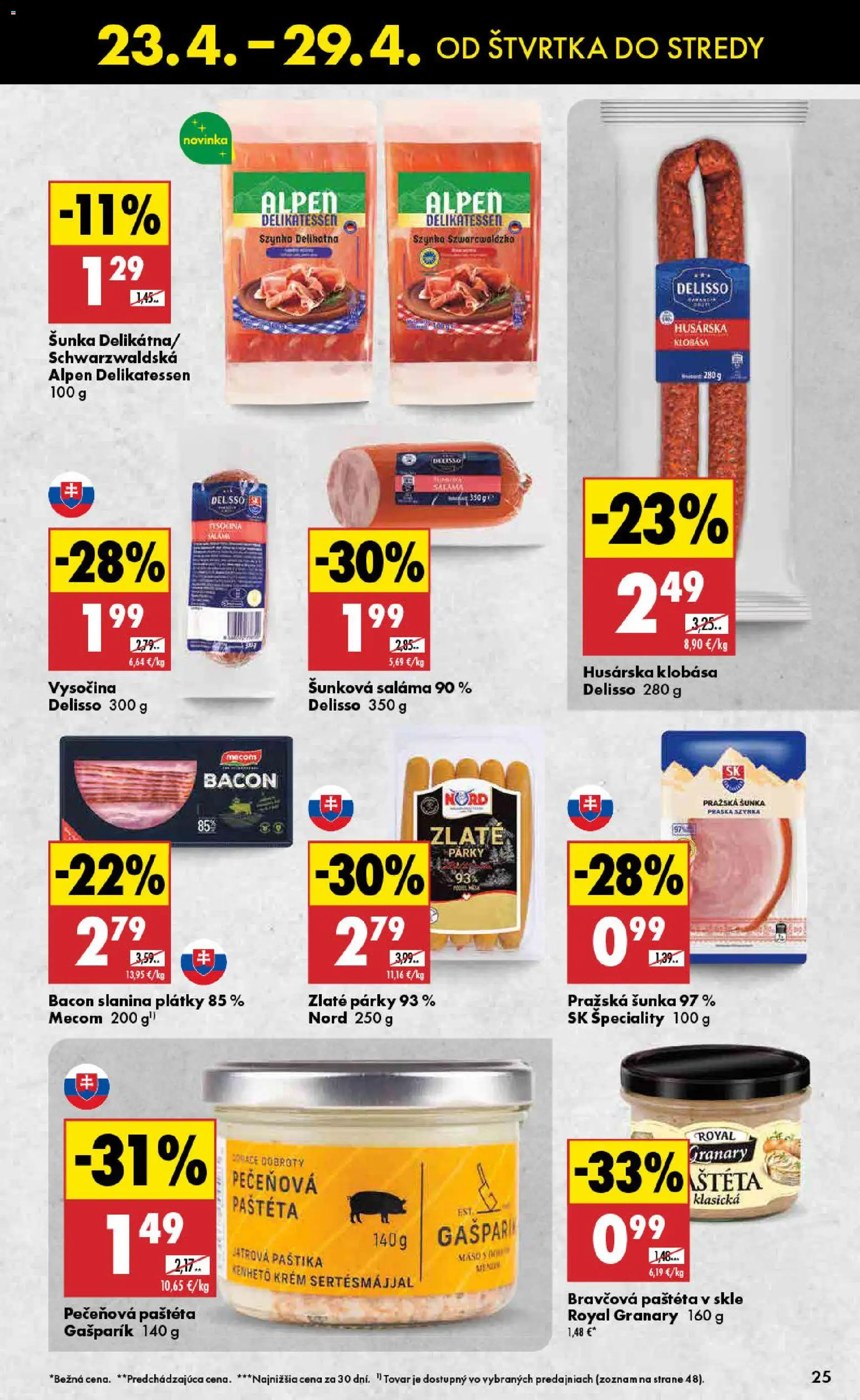 Nové Biedronka akcie – leták je platný od 23.04.2026 | Strana: 25 | Produkty: Šunka, Slanina, Krém, Párky