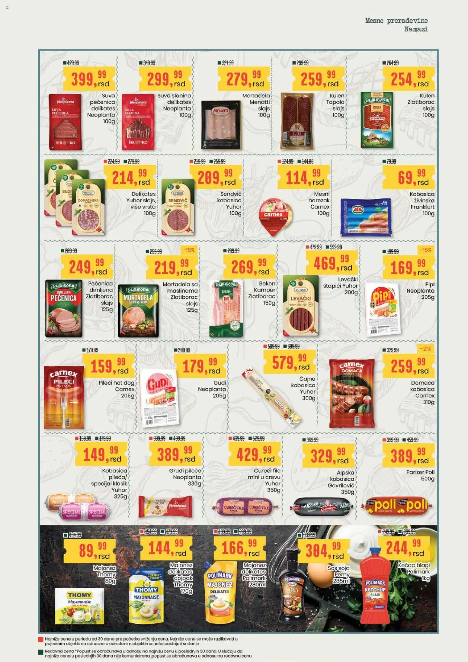 Aroma Market katalog - važi od 23.07.2026 | Strana: 7 | Proizvode: Parizer, Mortadela, Hot dog, Pečenica