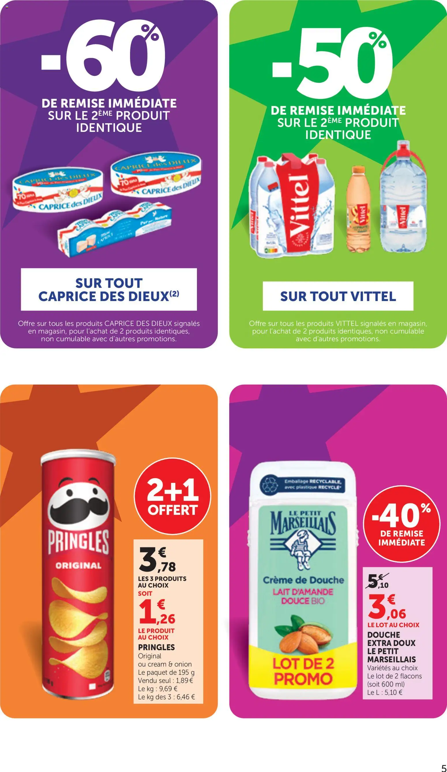 {H1} | Page: 5 | Produits: Pringles, Lait d'amande, Lait, Crème