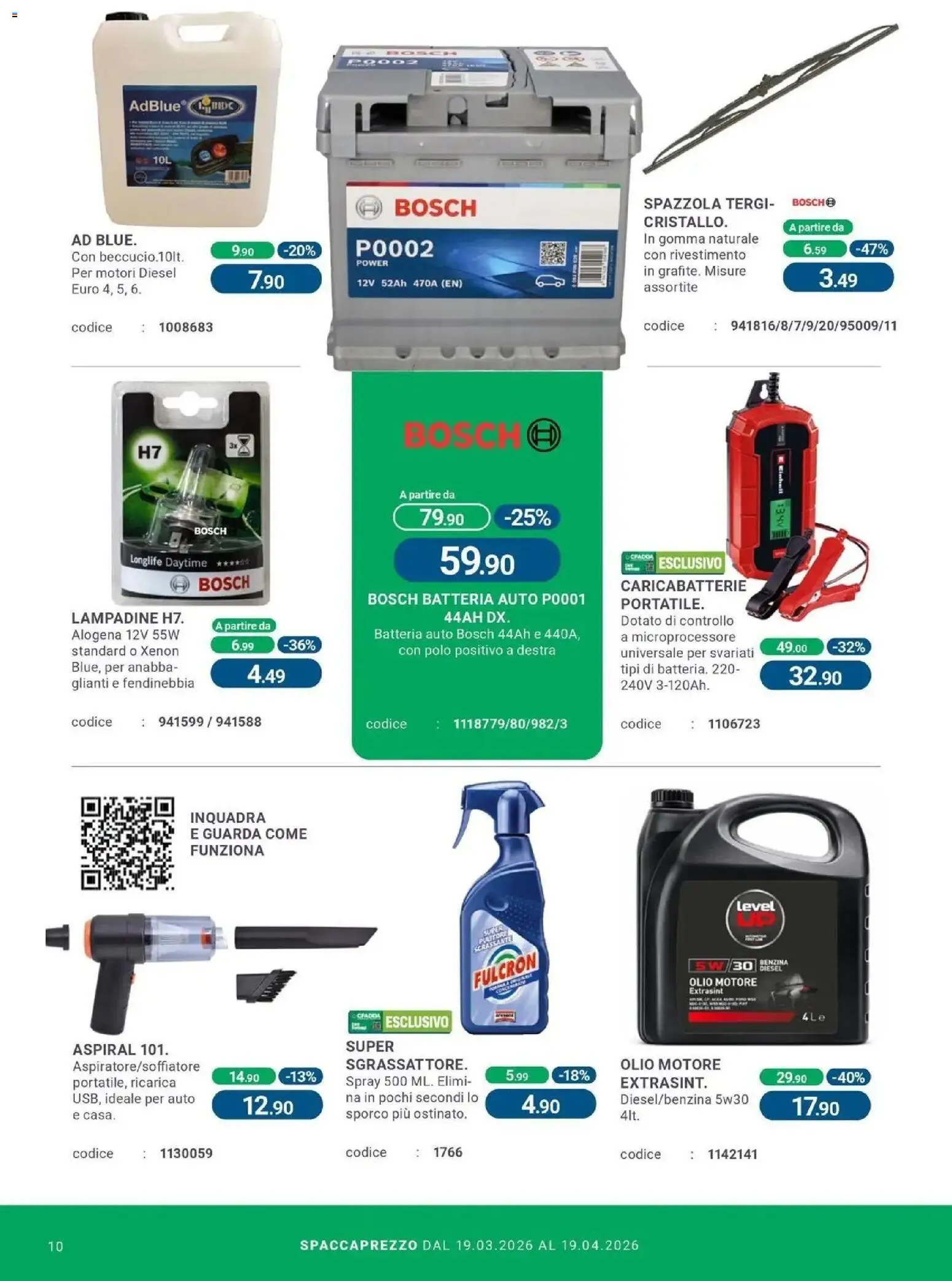 Volantino CFadda del 19.03.2026 | Pagina: 10 | Prodotti: Spazzola, Olio motore, Olio, Batteria