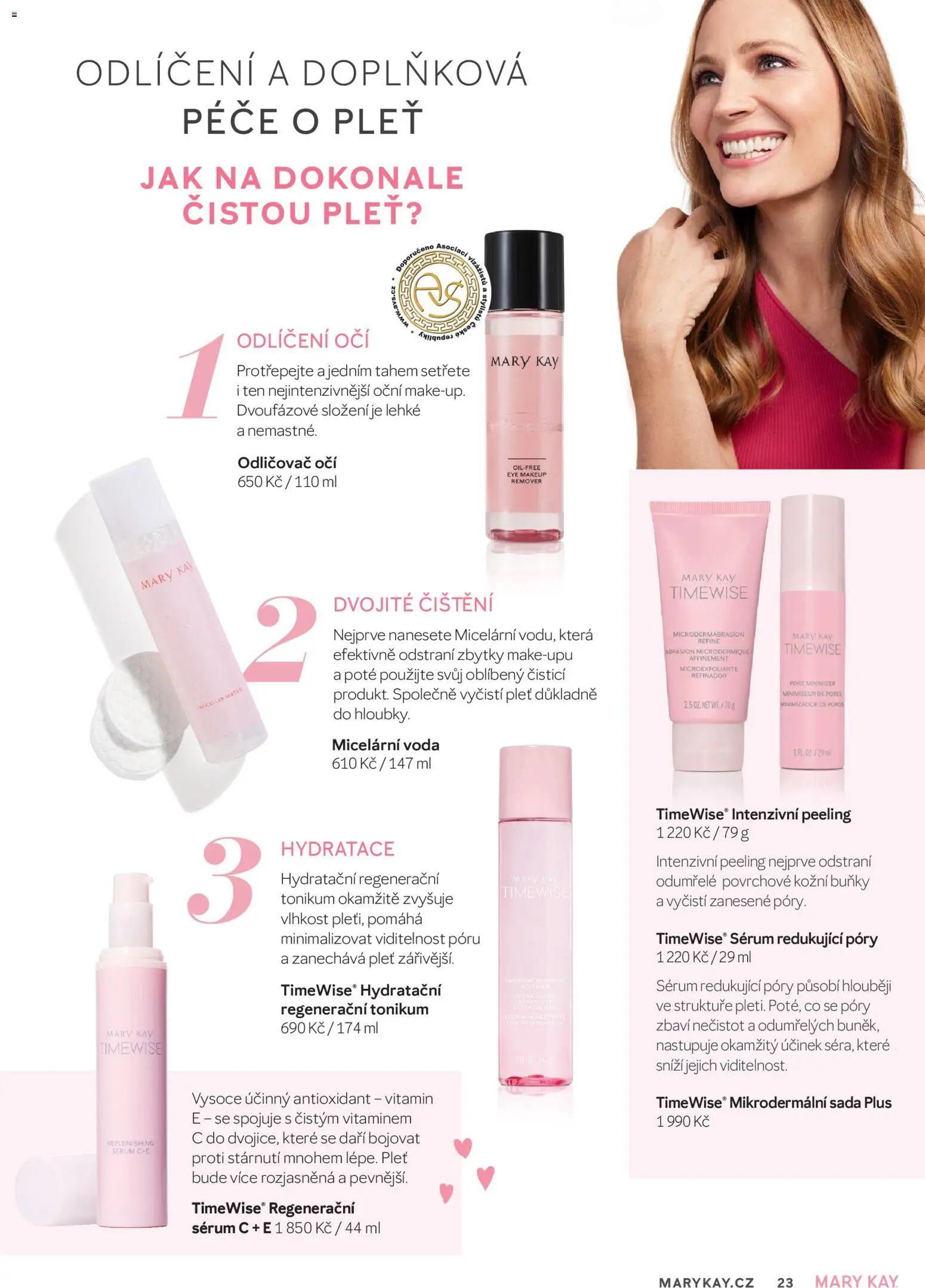 Mary Kay kniha o kráse od 01.07.2026 | Strana: 23 | Produkty: Voda, Sérum, Peeling, Odličovač očí
