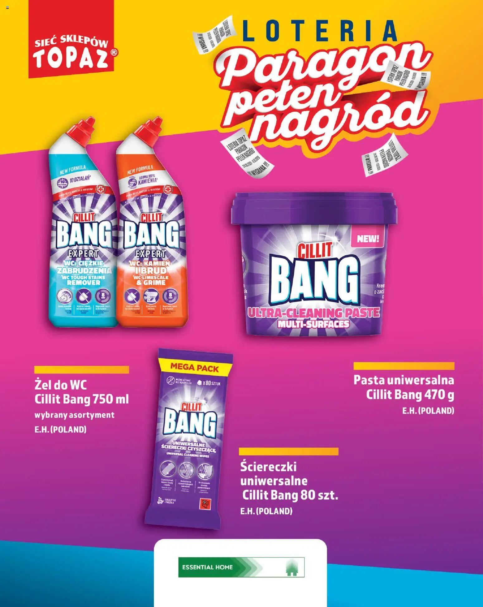 Topaz gazetka - Loteria Paragonowa od 24.08.2026 | Strona: 96 | Produkty: Ściereczki, Żel do WC, Cillit bang, Pasta