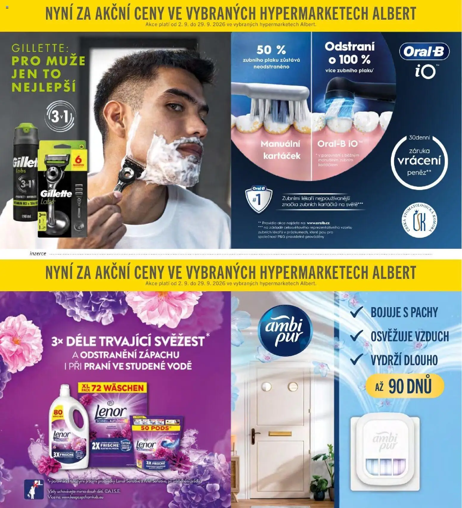 Albert magazín od 01.09.2026 | Strana: 68 | Produkty: Zubní kartáček, Lenor, Prací prostředek, Osvěžovač vzduchu