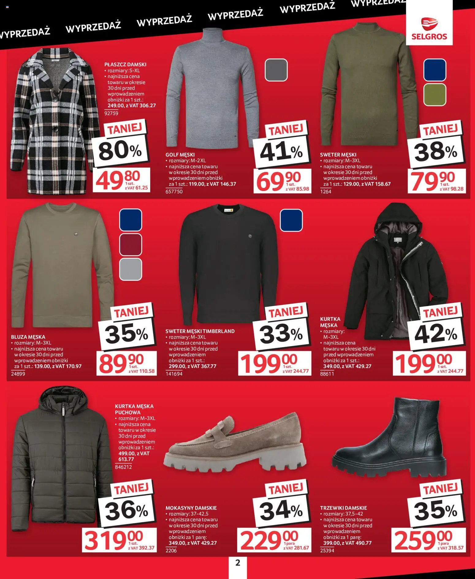 Selgros cash&carry gazetka - Totalna Wyprzedaż od 24.09.2026 | Strona: 2 | Produkty: Sweter, Kurtka, Płaszcz, Mokasyny