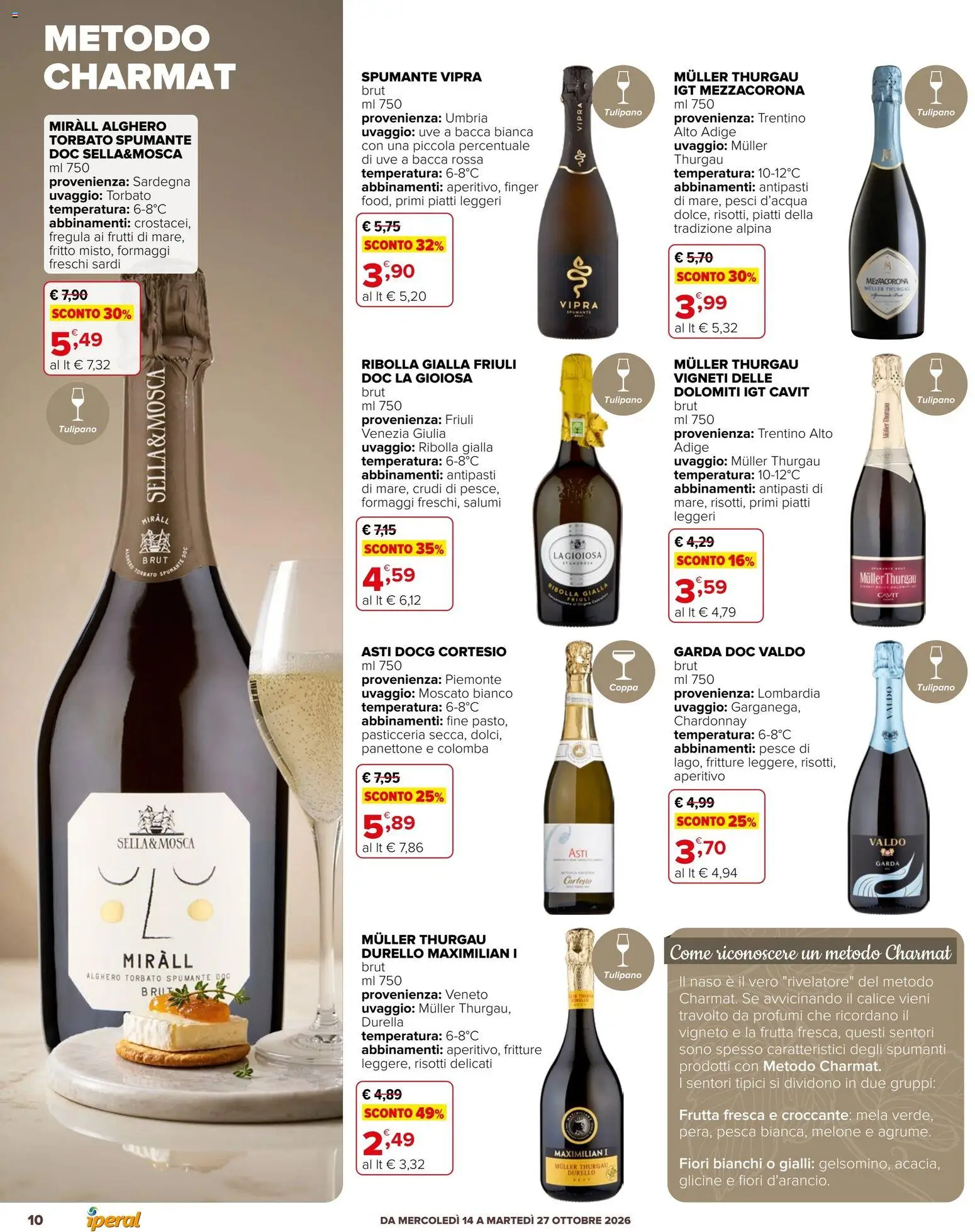 Volantino Iperal del 14/10/2026 | Pagina: 10 | Prodotti: Frutta, Panettone, Spumante, Profumi