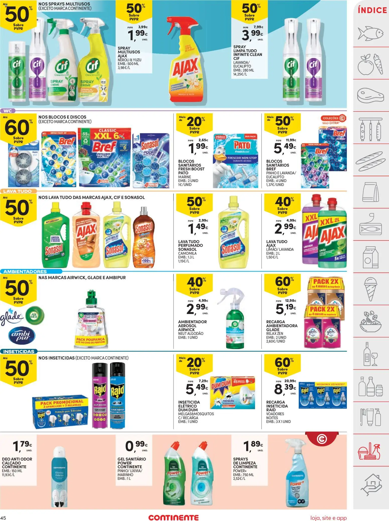 Continente folheto │ válido de 21/07/2026 | Página: 45 | Produtos: Fragrância, Algodão, Inseticida, Creme
