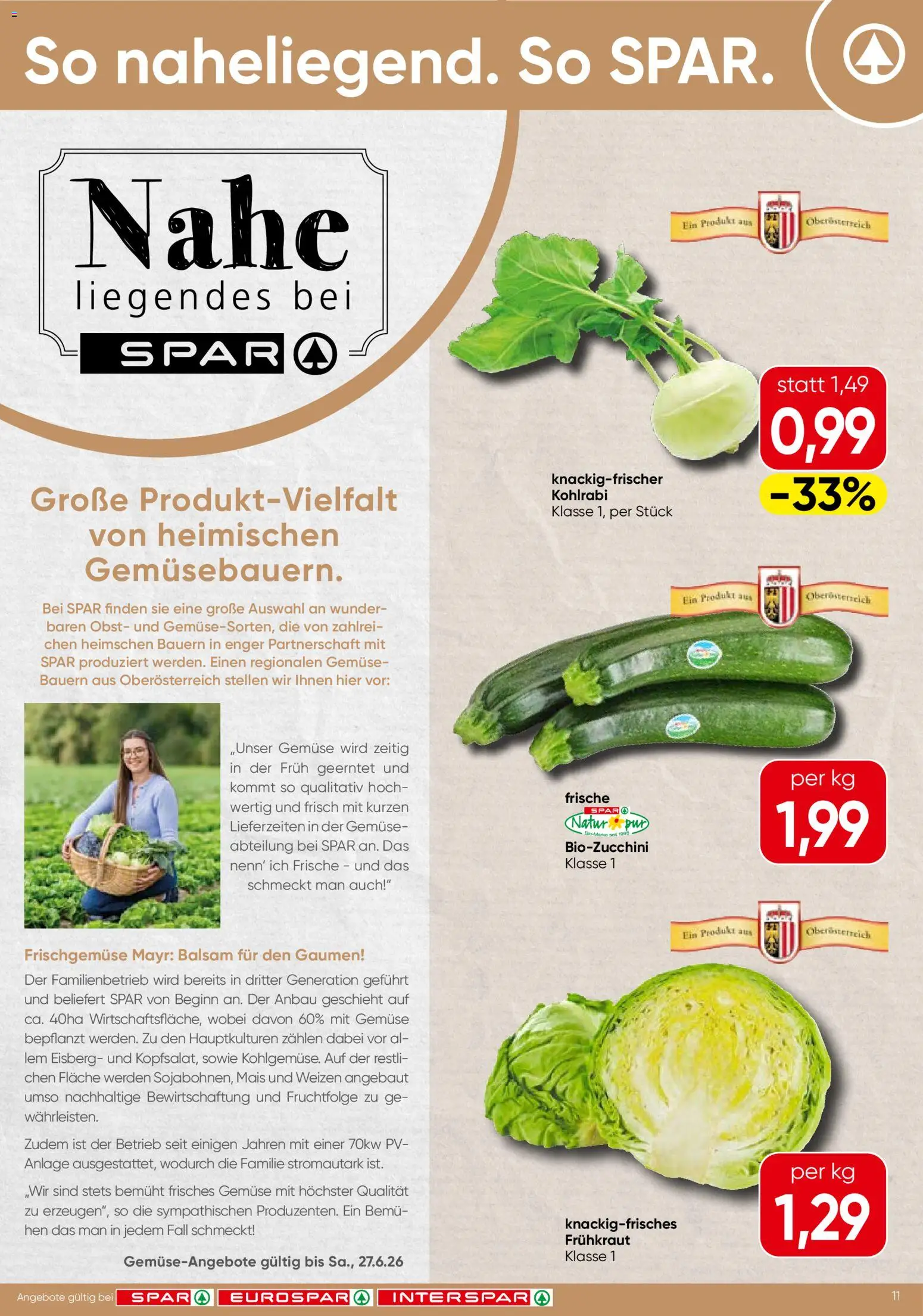 Spar Flugblatt - Oberösterreich gültig ab 25.06.2026 | Seite: 11 | Produkte: Gemüse, Obst