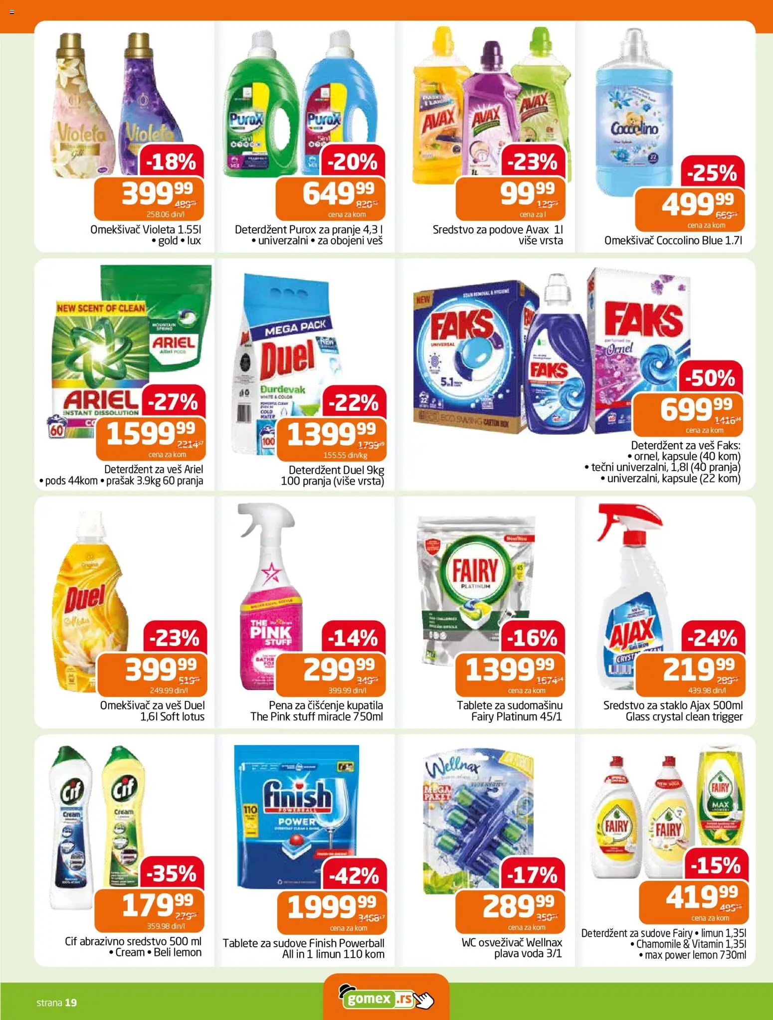 Gomex katalog - važi od 22.07.2026 | Strana: 19 | Proizvode: Kapsule, Wc, Voda, Omekšivač za veš