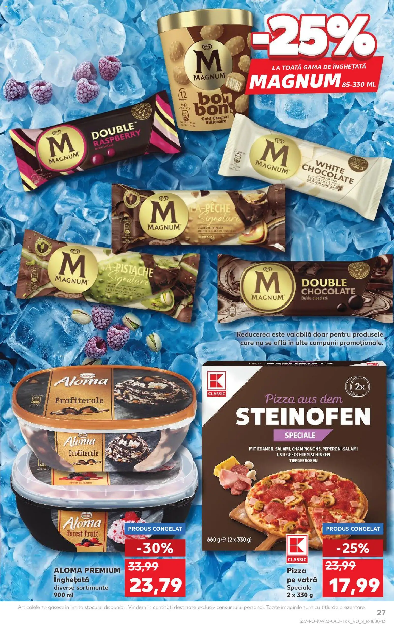 Kaufland RO akciós ujság - amely érvényes a következő dátumtól: 03.06.2026 | Oldal: 27 | Termékek: Magnum, Pizza