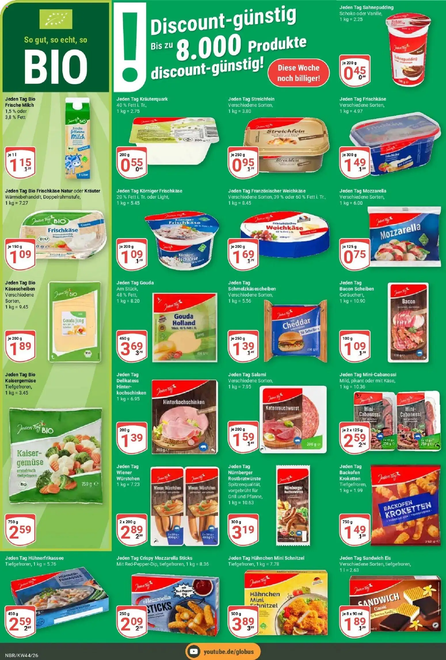 Globus Prospekt Neubrandenburg – gültig ab 26.10.2026 | Seite: 10 | Produkte: Wiener wurstchen, Milch, Schnitzel, Eis