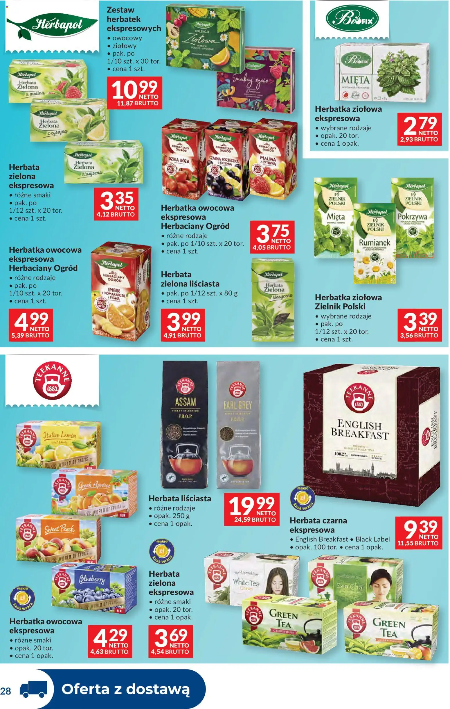 Makro gazetka - Dystrybucja do sklepów od 01.09.2026 | Strona: 28 | Produkty: Herbata czarna, Malina, Rumianek, Herbata