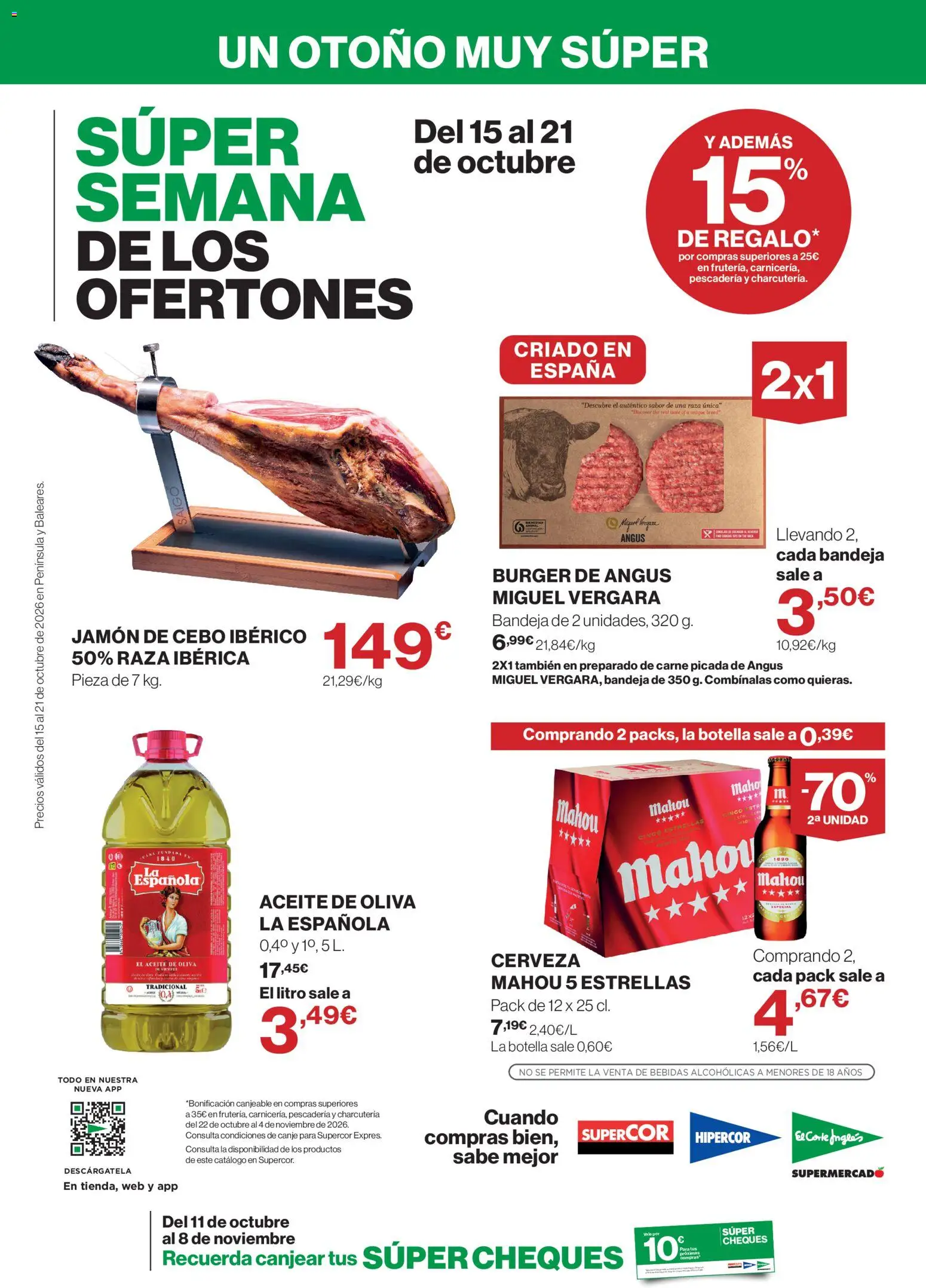 Hipercor - Semana de los Ofertones │ válido desde el 15/10/2026 | Página: 1 | Productos: Aceite, Cerveza, Aceite de oliva, Bebidas