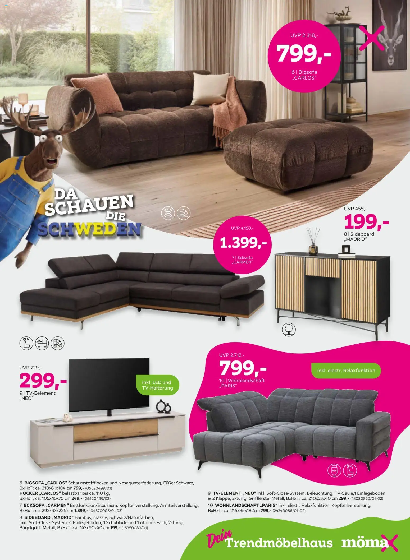 Mömax Prospekt – gültig ab 10.08.2026 | Seite: 3 | Produkte: Sideboard, Wohnlandschaft, Hocker, Ecksofa
