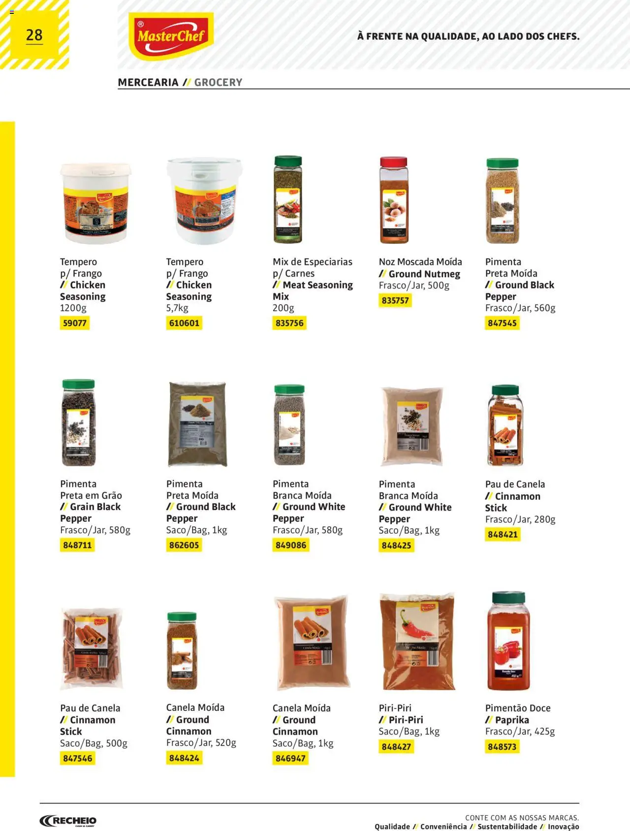 Recheio AS NOSSAS MARCAS │ válido de 19/12/2023 | Página: 28 | Produtos: Frango, Pimenta, Pimentão, Canela