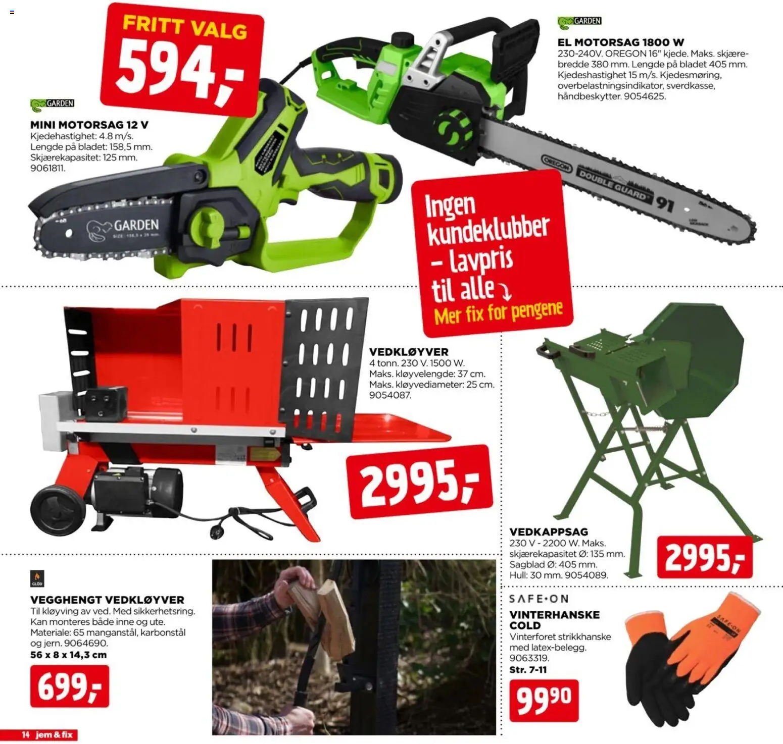 {H1} | Side: 14 | Produkter: Motorsag, Vedkløyver