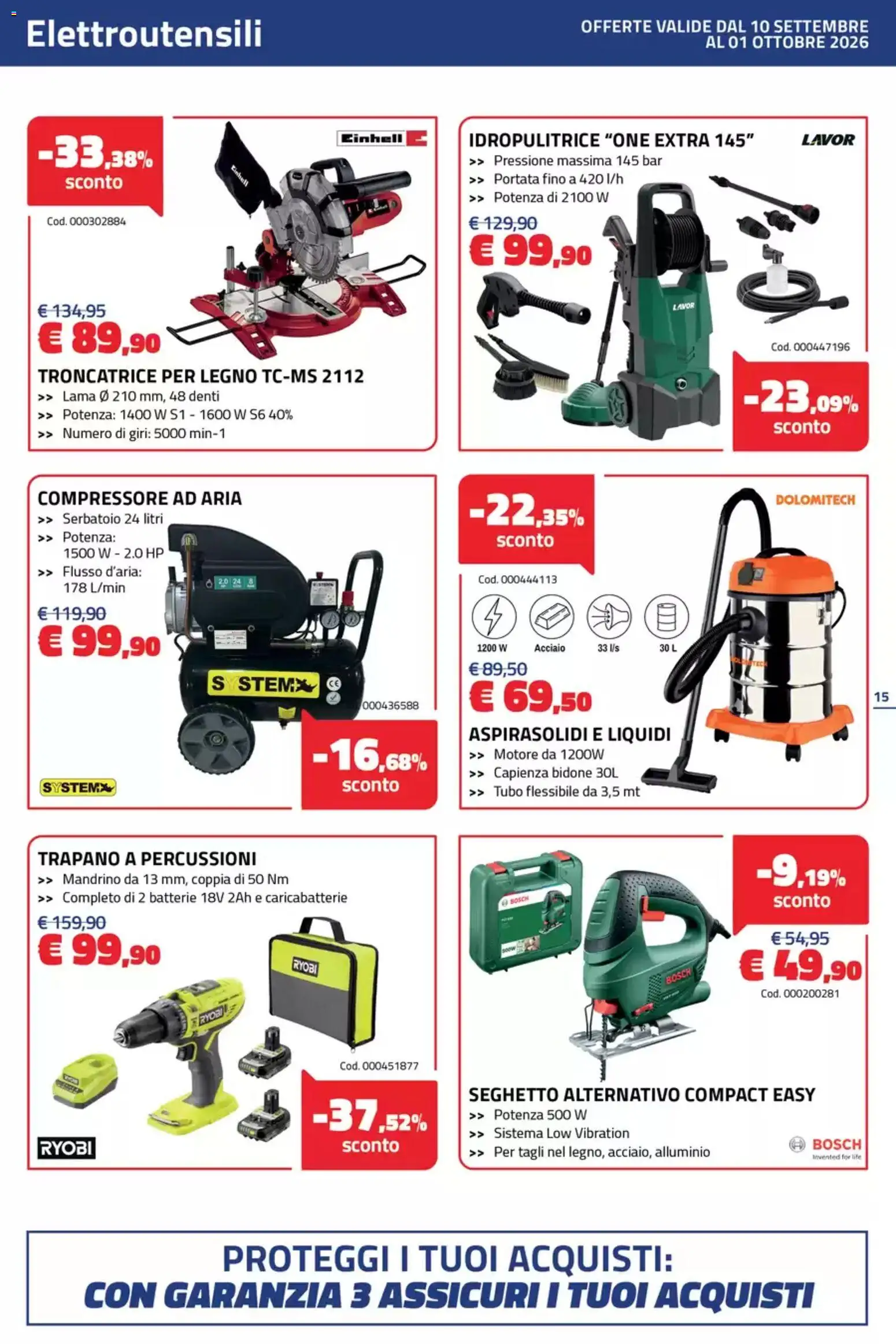 Volantino Eurobrico del 10/09/2026 | Pagina: 15 | Prodotti: Compressore, Tubo, Alluminio, Batterie