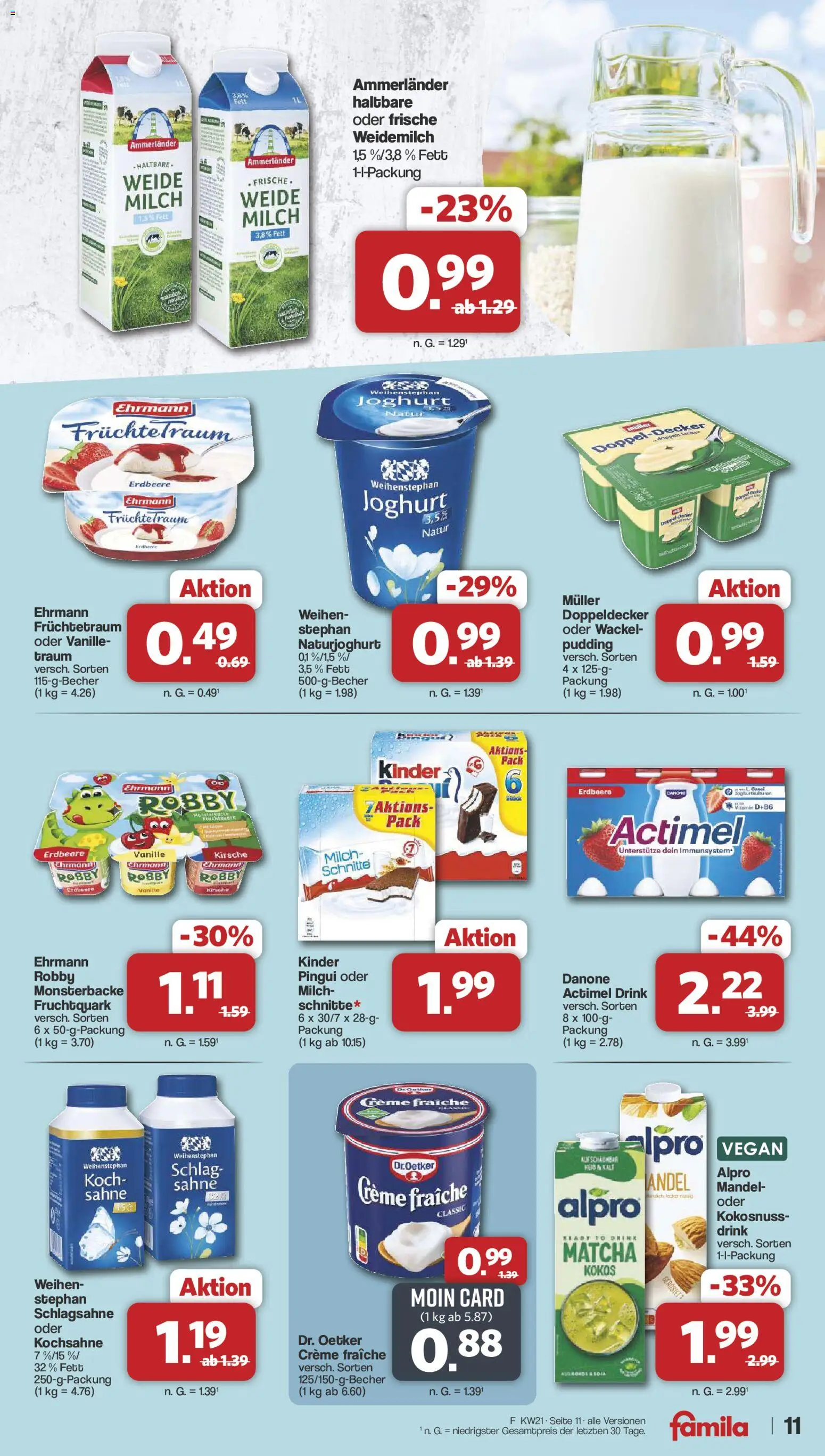 Famila Nordwest Prospekt 	 – gültig ab 18.05.2026 | Seite: 11 | Produkte: Actimel, Schlagsahne, Joghurt, Sahne